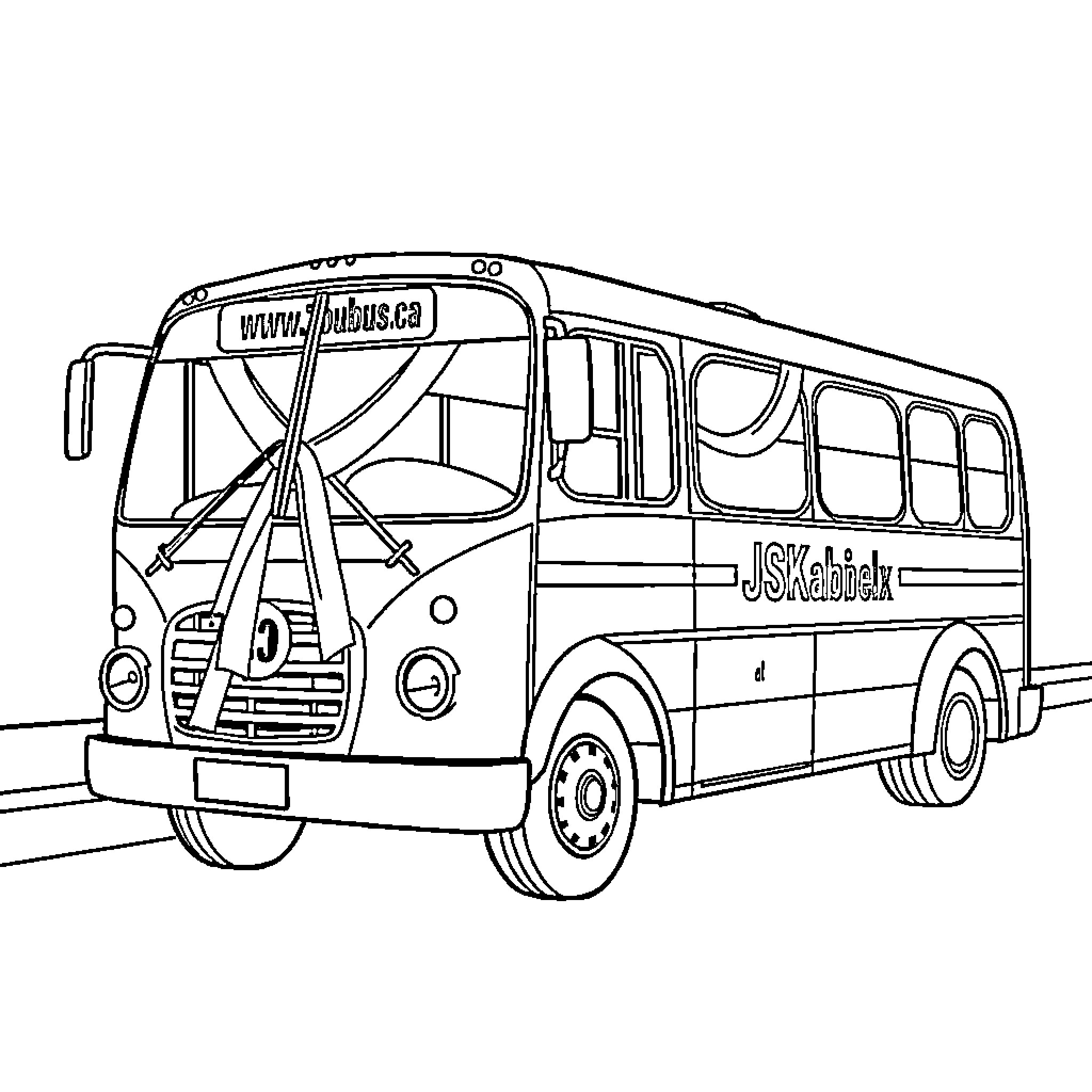 Bus transporting passengers on city route Coloring Page (free black-and-white line drawing printable PDF for all, from beginners to advanced learners, including children, teens, adults, and seniors)