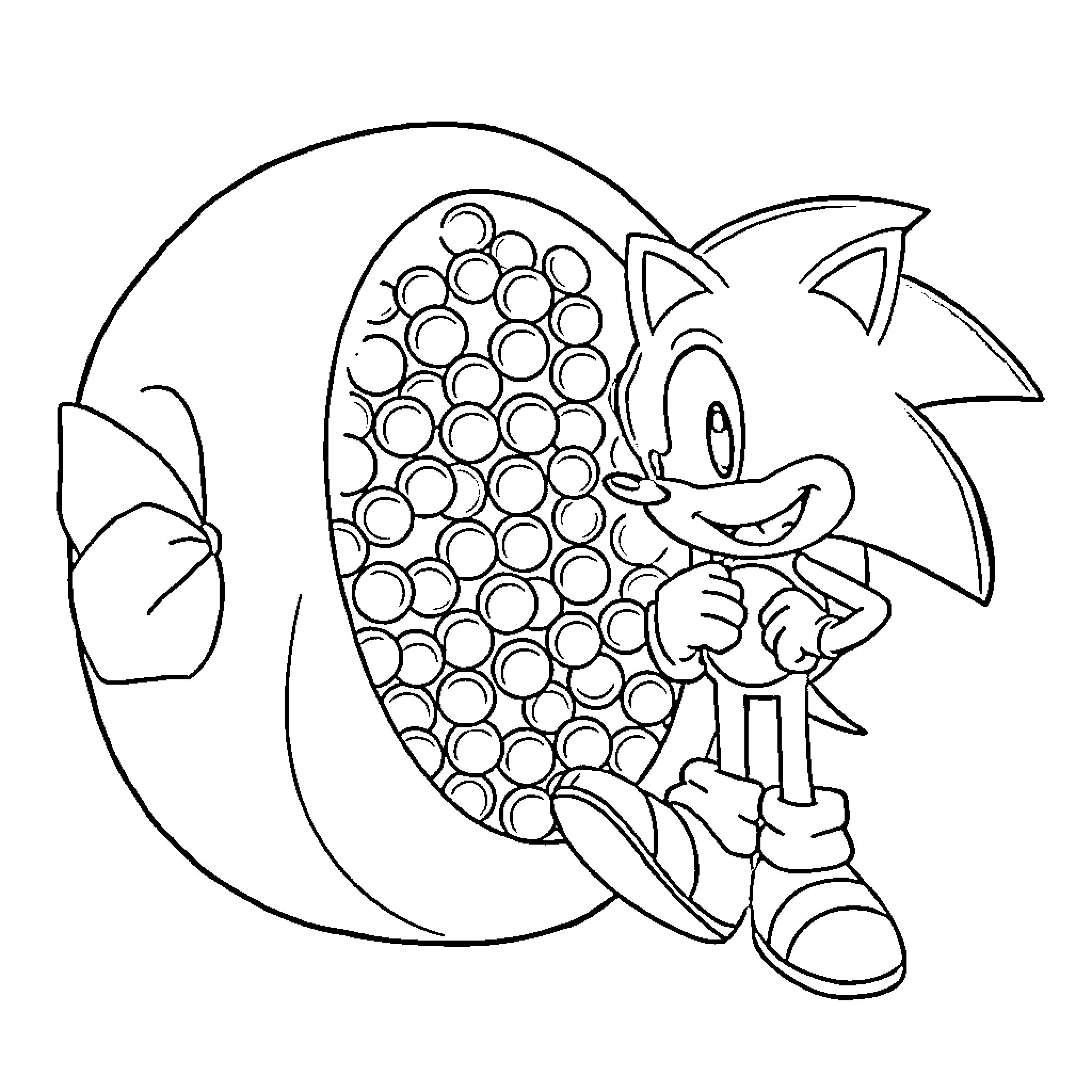 Candy Sonic the Hedgehog coloring fun Coloring Page (free black-and-white line drawing printable PDF for all, from beginners to advanced learners, including children, teens, adults, and seniors)