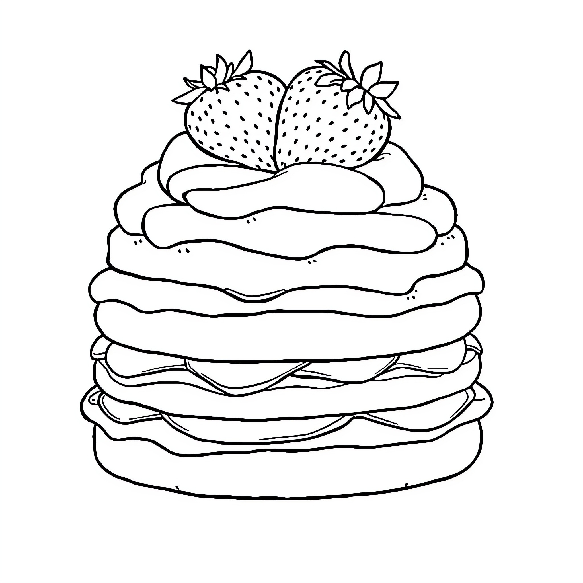 Strawberry Shortcake with Delicious Layers Coloring Page (free black-and-white line drawing printable PDF for all, from beginners to advanced learners, including children, teens, adults, and seniors)