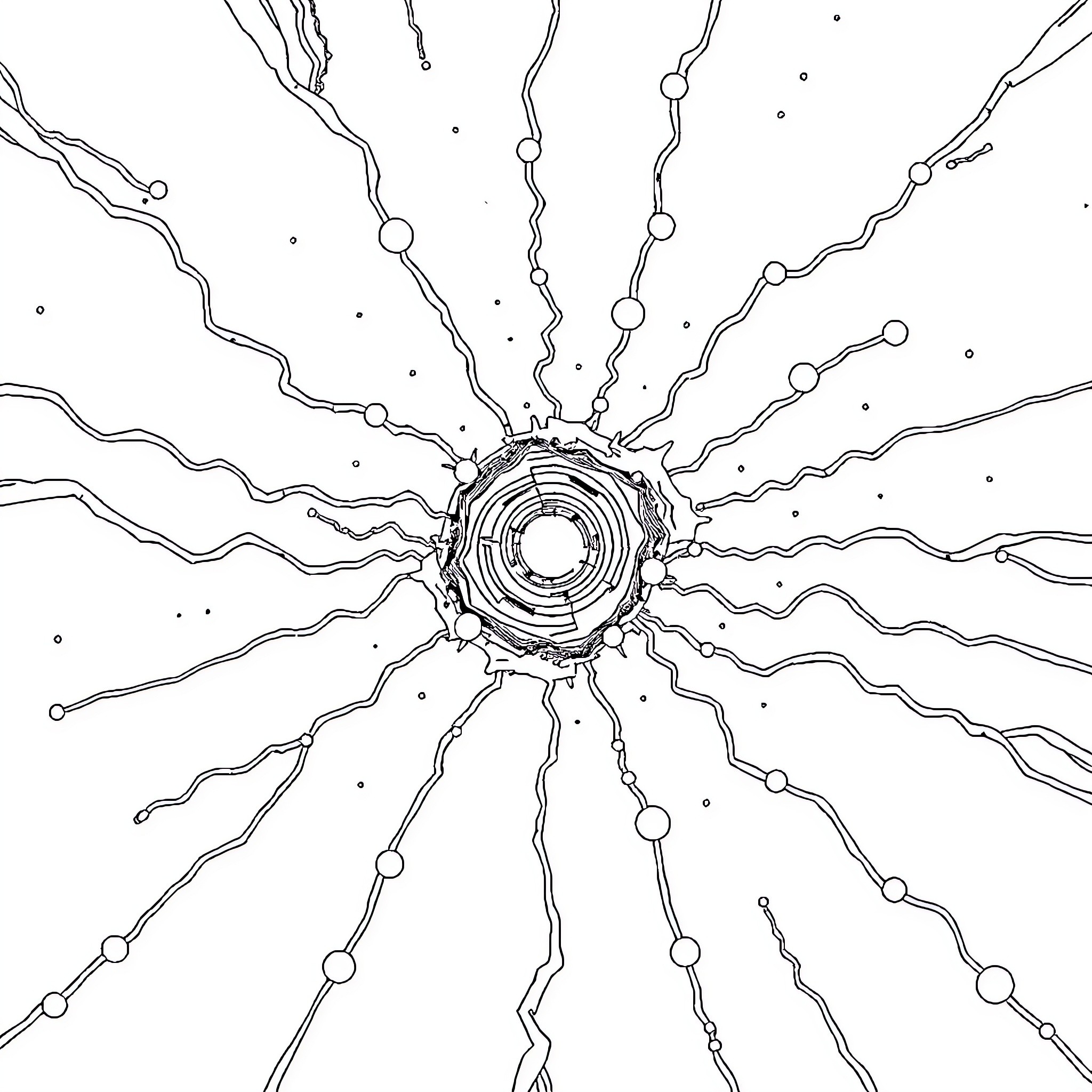 Átomo's intricate design and patterns Coloring Page (free black-and-white line drawing printable PDF for all, from beginners to advanced learners, including children, teens, adults, and seniors)