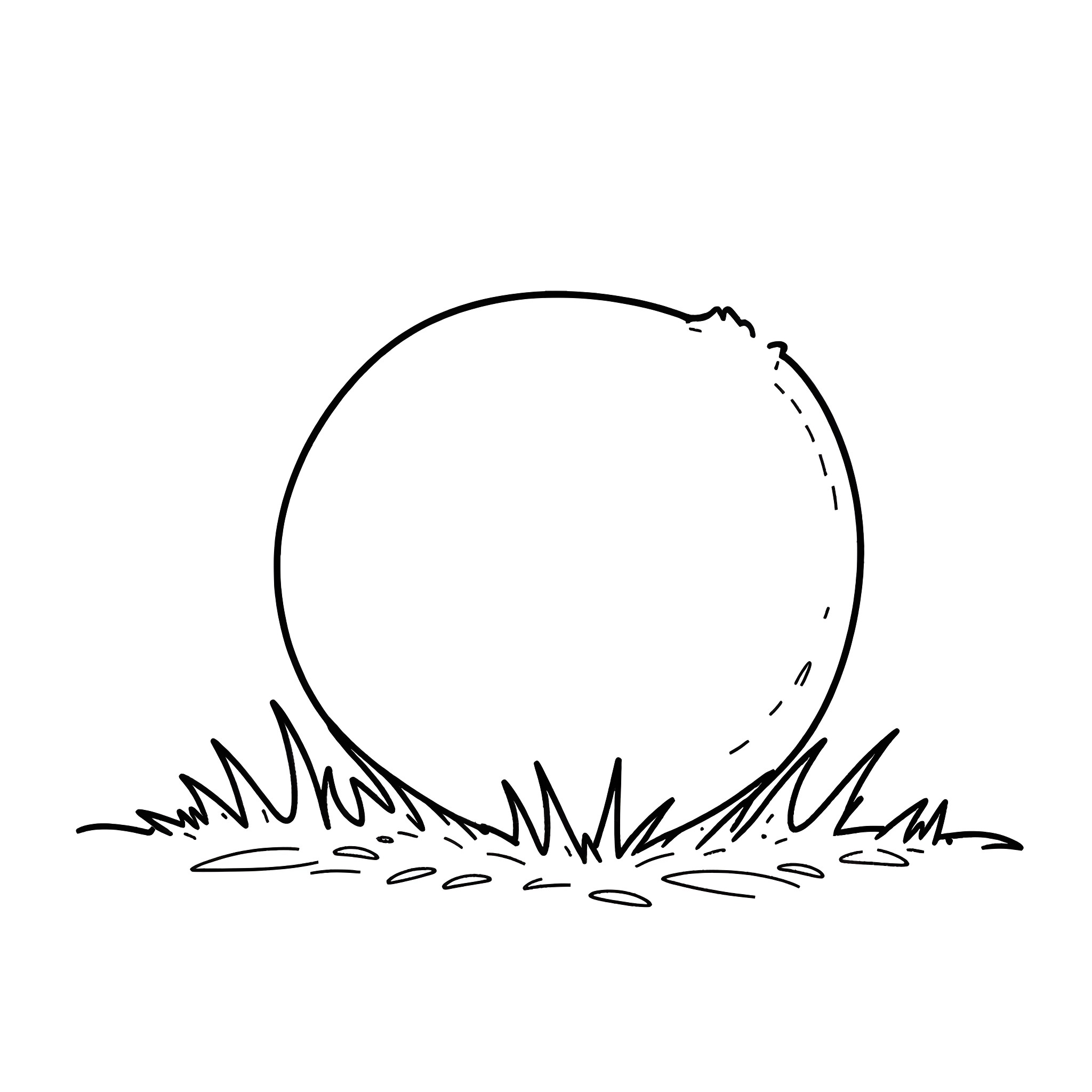 Ball in the grass Coloring Page (free black-and-white line drawing printable PDF for all, from beginners to advanced learners, including children, teens, adults, and seniors)