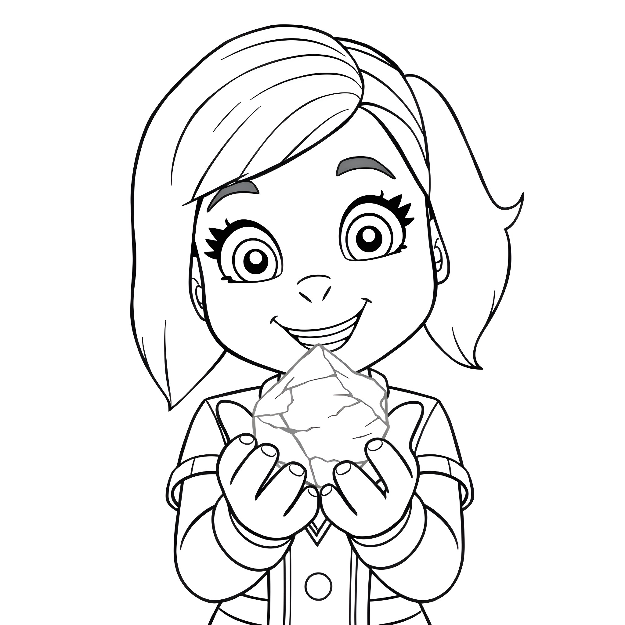 Vanessa Vance enjoying a flower in her hands Coloring Page (free black-and-white line drawing printable PDF for all, from beginners to advanced learners, including children, teens, adults, and seniors)