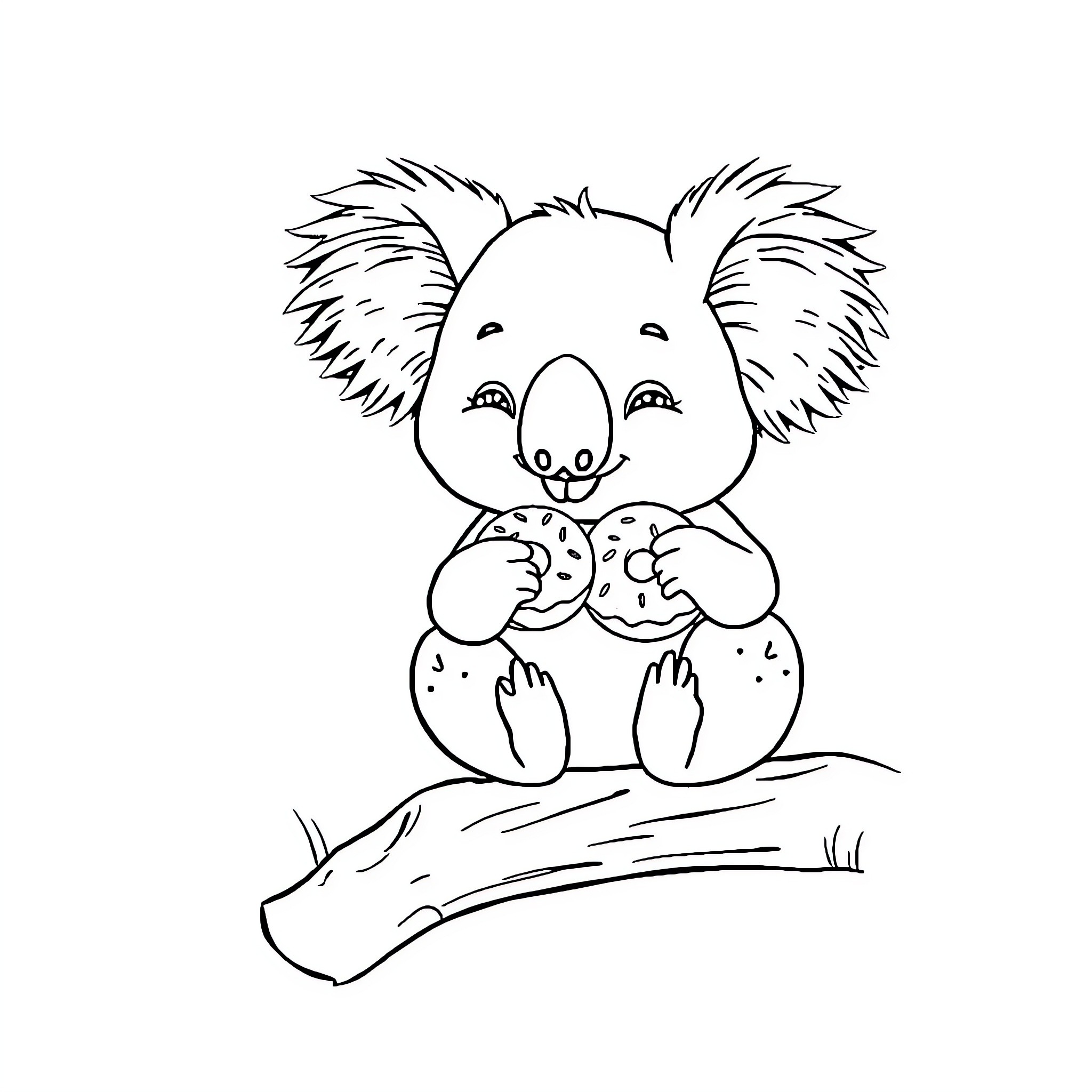 Koala sitting and enjoying the outdoors Coloring Page (free black-and-white line drawing printable PDF for all, from beginners to advanced learners, including children, teens, adults, and seniors)