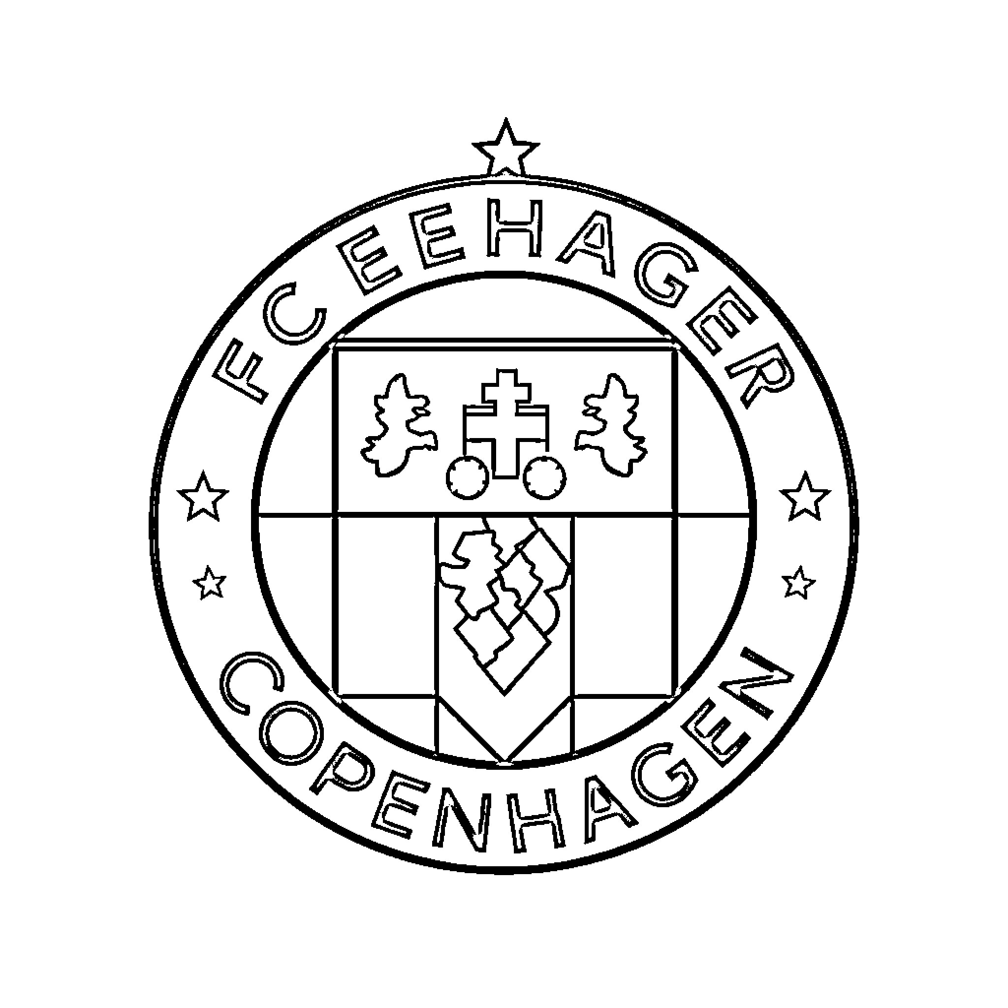 FC Copenhagen team logo and crest Coloring Page (free black-and-white line drawing printable PDF for all, from beginners to advanced learners, including children, teens, adults, and seniors)