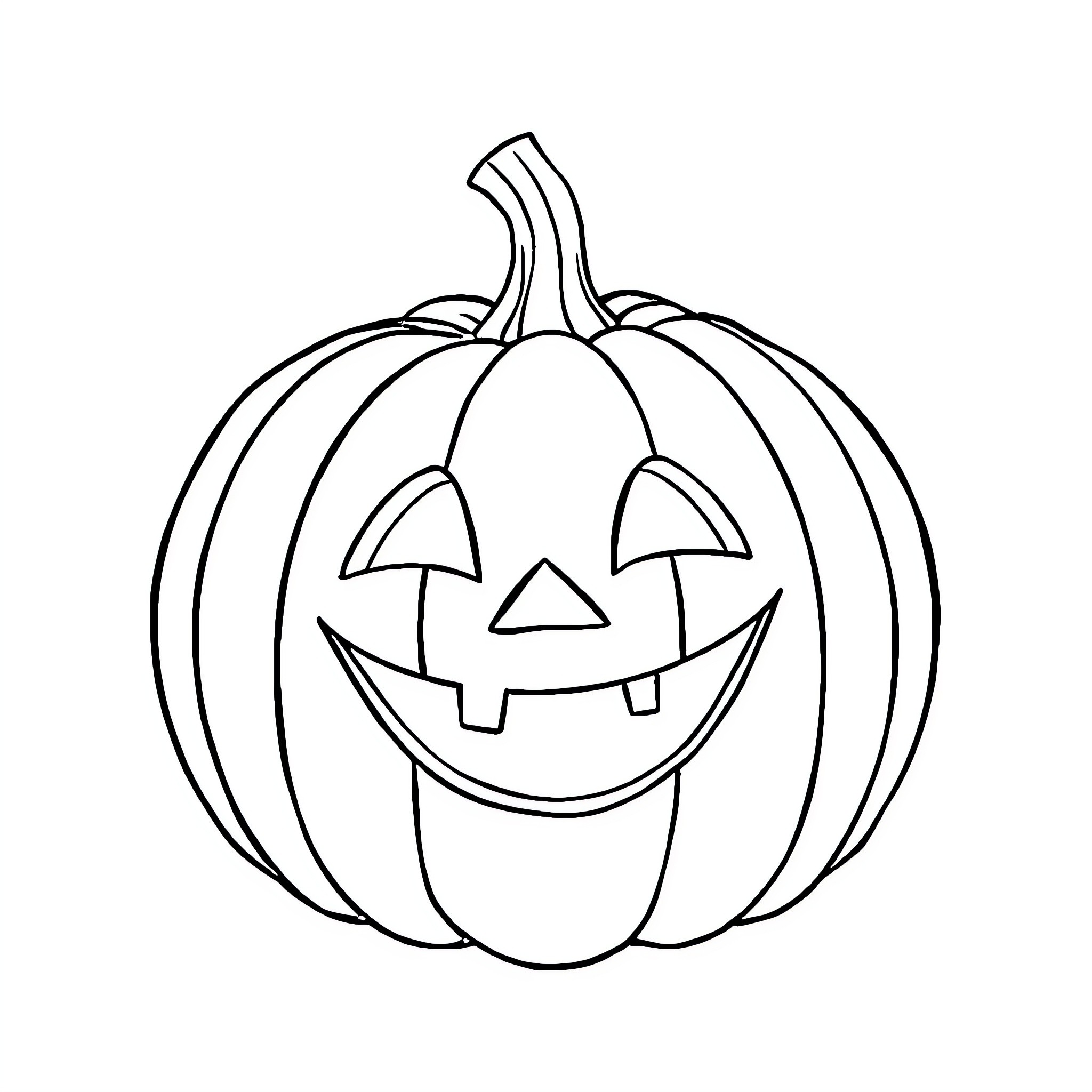 Pumpkin with a smiling face Coloring Page (free black-and-white line drawing printable PDF for all, from beginners to advanced learners, including children, teens, adults, and seniors)