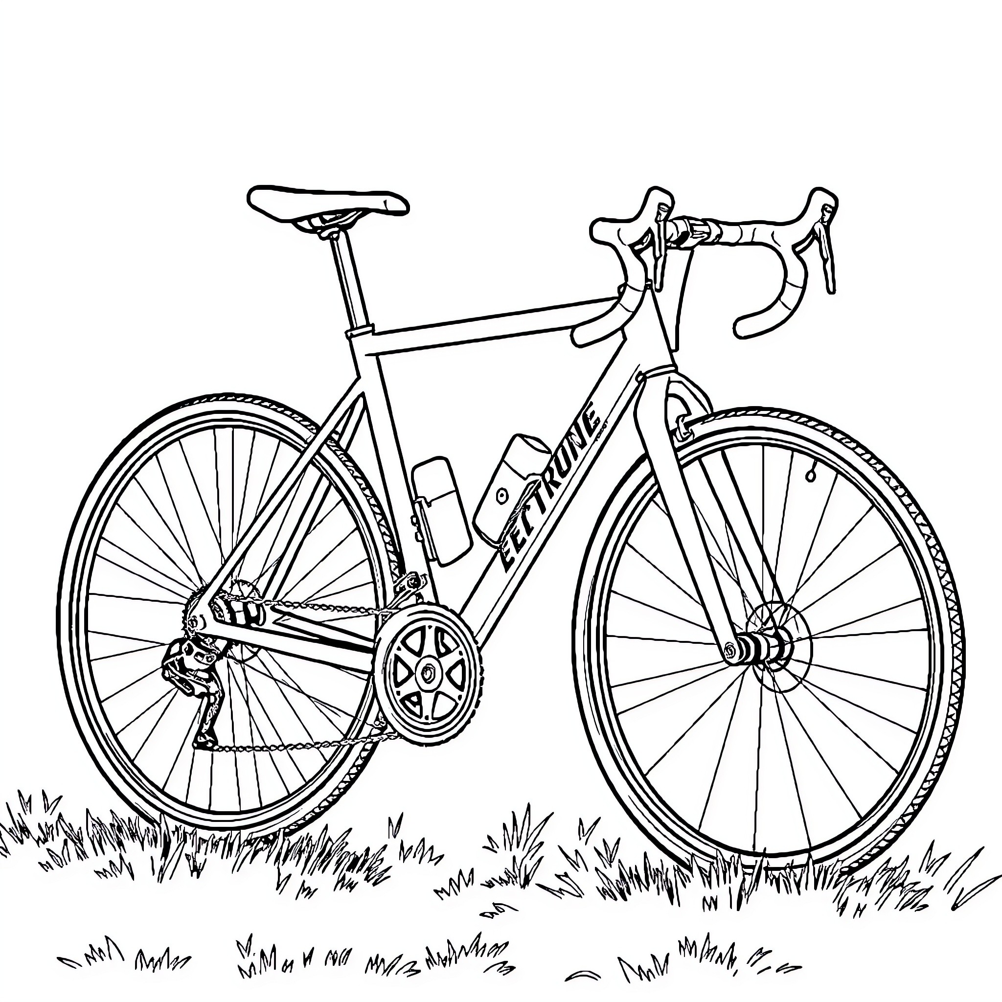 Gravel Bike Rider on the Trail Coloring Page (free black-and-white line drawing printable PDF for all, from beginners to advanced learners, including children, teens, adults, and seniors)