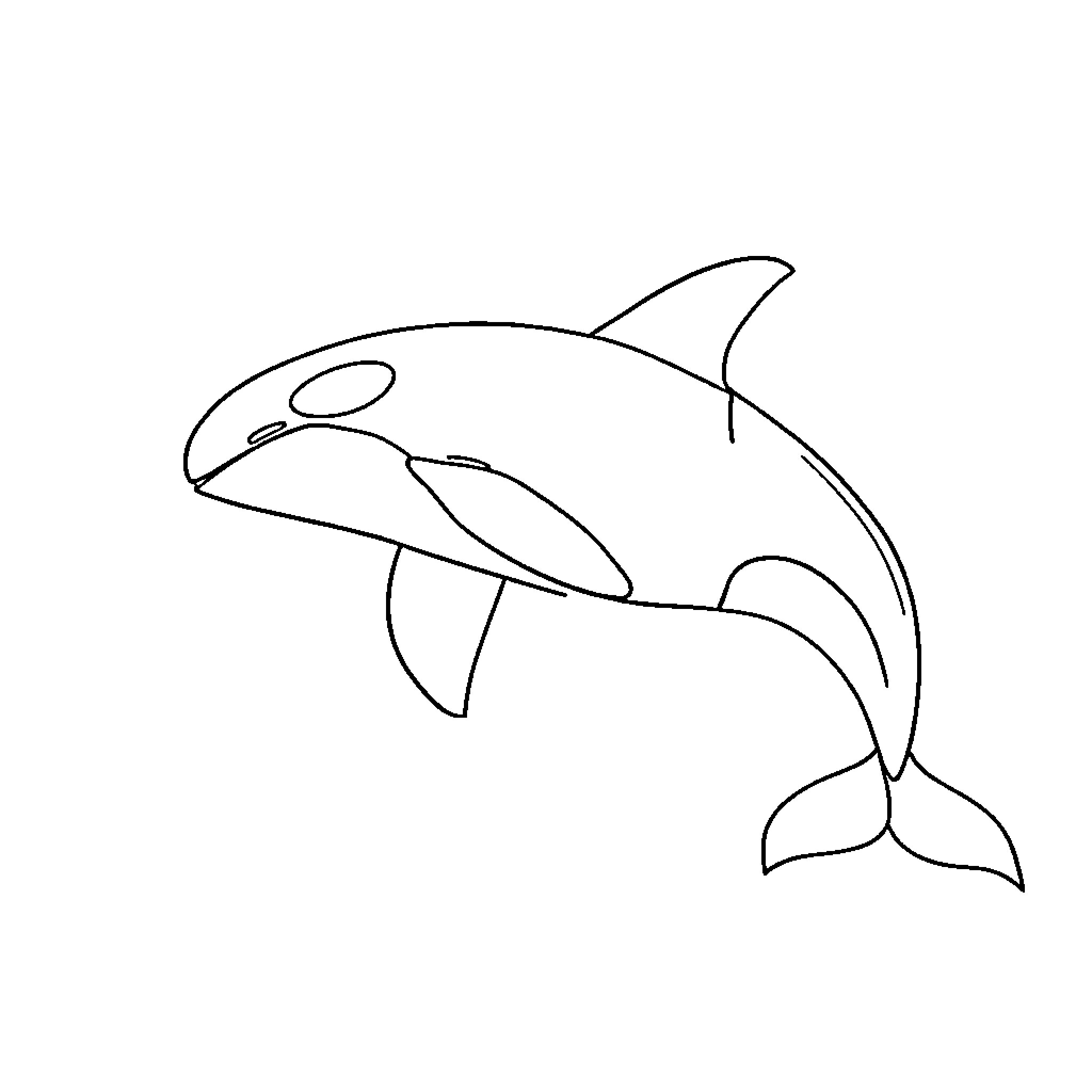 Orca swimming gracefully in the ocean Coloring Page (free black-and-white line drawing printable PDF for all, from beginners to advanced learners, including children, teens, adults, and seniors)