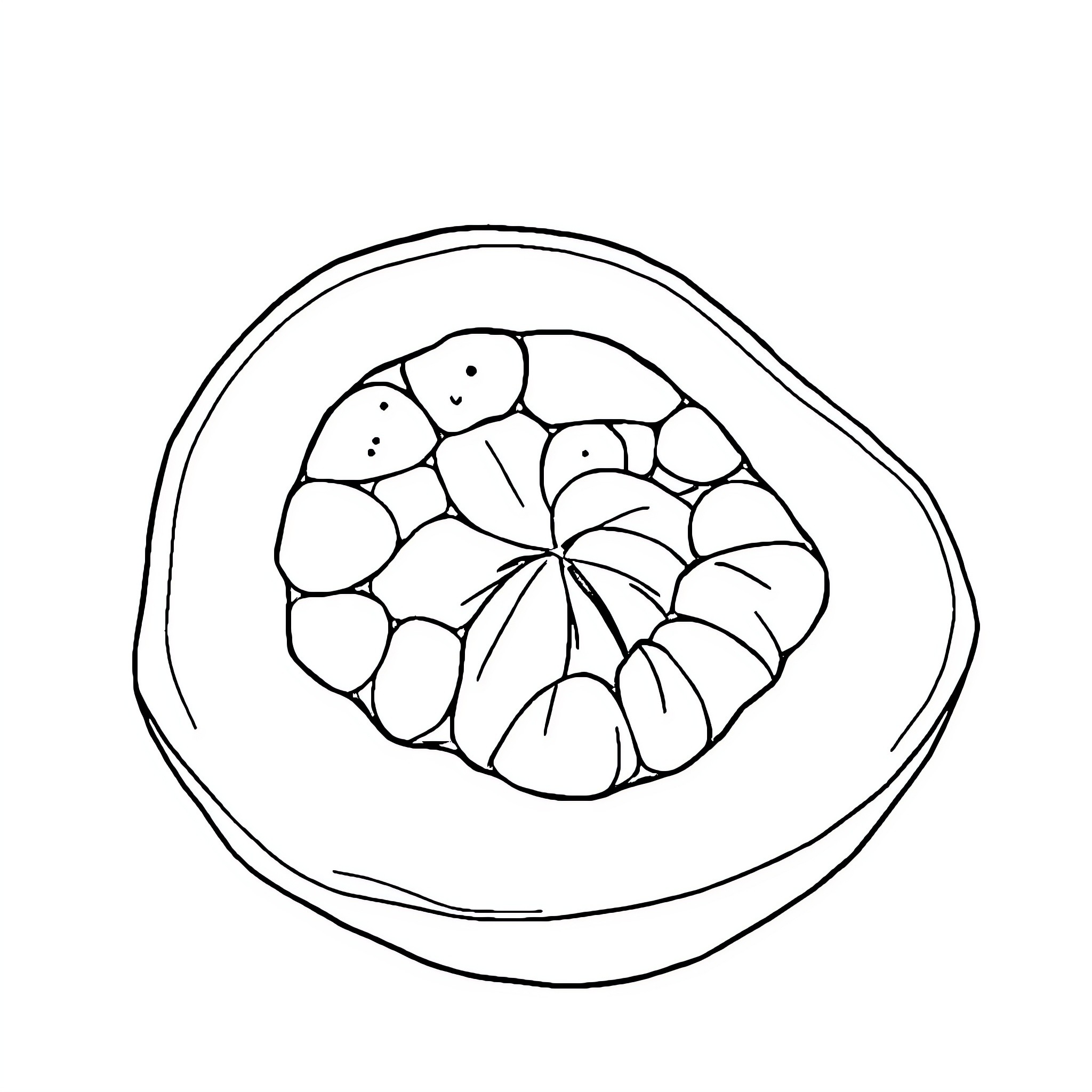Watermelon sliced open with seeds Coloring Page (free black-and-white line drawing printable PDF for all, from beginners to advanced learners, including children, teens, adults, and seniors)