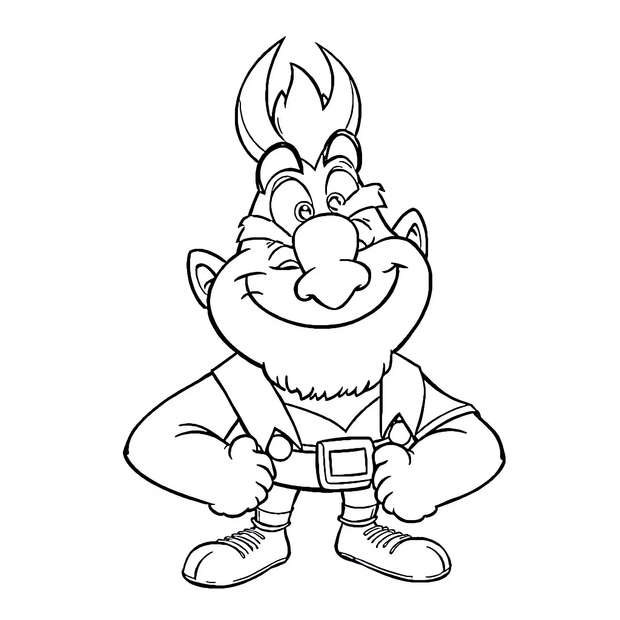 Kronk striking a confident pose Coloring Page (free black-and-white line drawing printable PDF for all, from beginners to advanced learners, including children, teens, adults, and seniors)