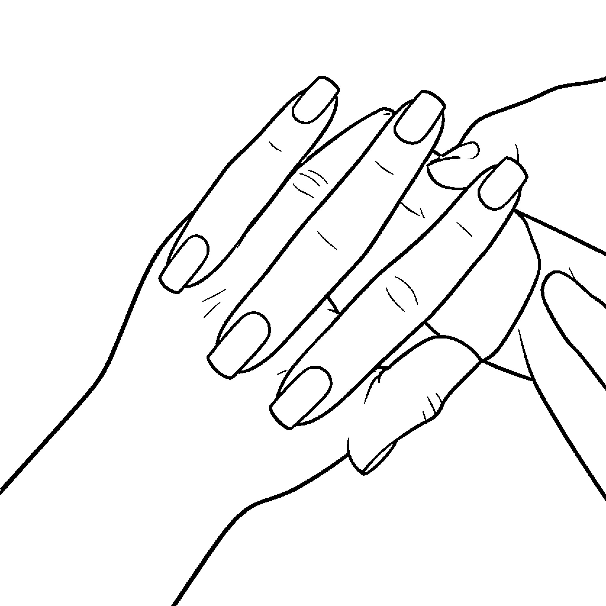 Manicure process showing hands being carefully groomed Coloring Page (free black-and-white line drawing printable PDF for all, from beginners to advanced learners, including children, teens, adults, and seniors)