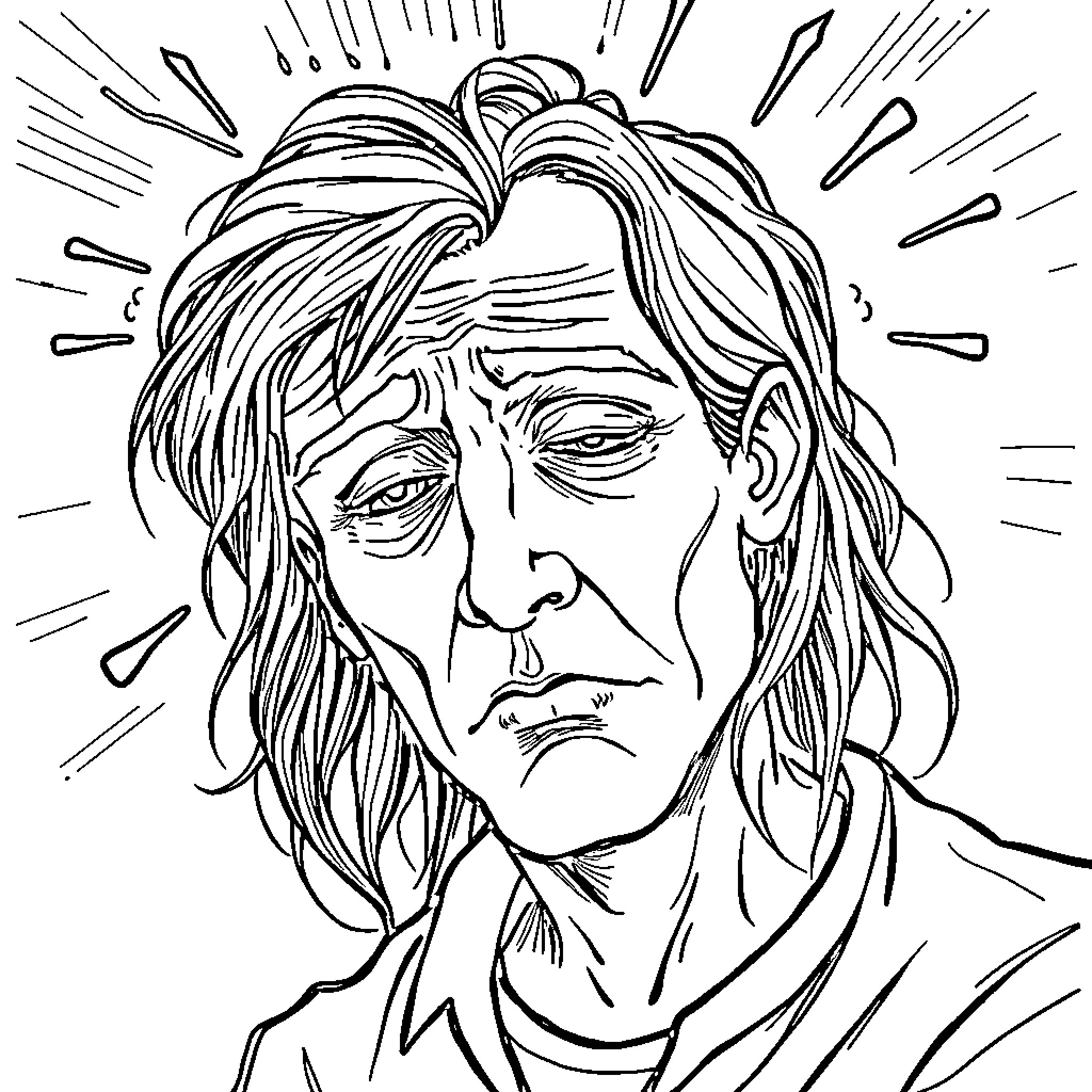 Brain of a Distressed Individual Coloring Page (free black-and-white line drawing printable PDF for all, from beginners to advanced learners, including children, teens, adults, and seniors)