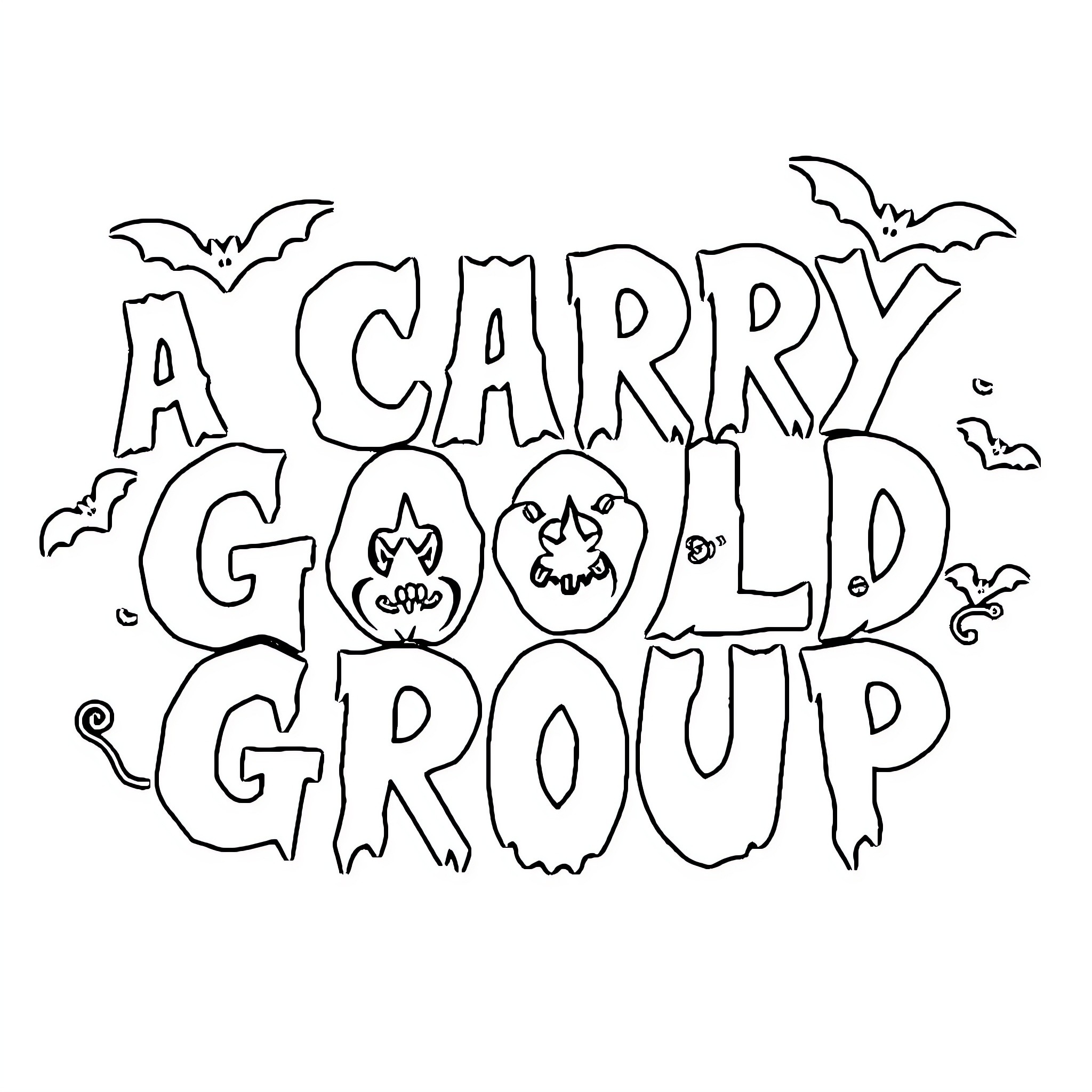Halloween fun with a creepy group Coloring Page (free black-and-white line drawing printable PDF for all, from beginners to advanced learners, including children, teens, adults, and seniors)