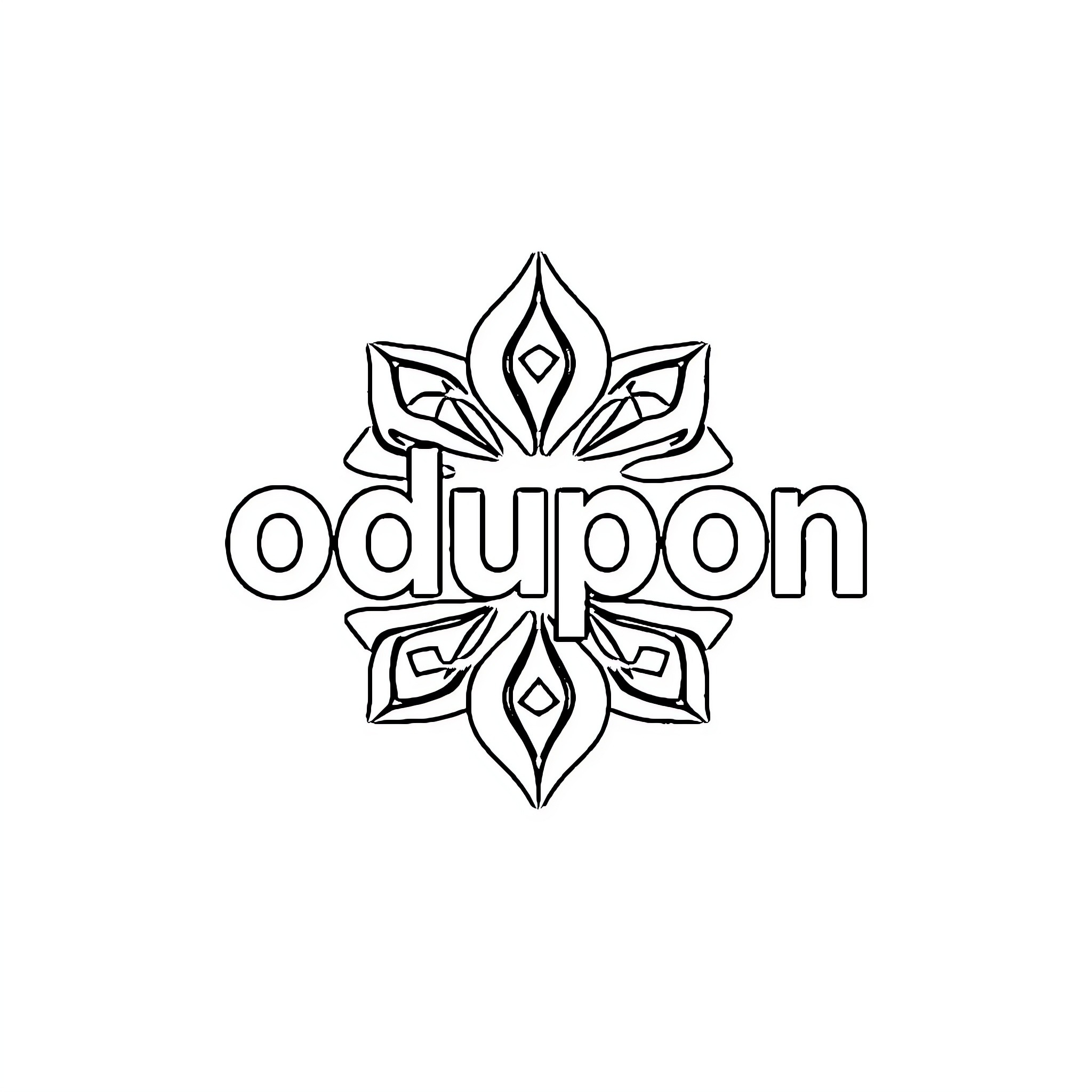 Logo with Ornate Floral Design Coloring Page (free black-and-white line drawing printable PDF for all, from beginners to advanced learners, including children, teens, adults, and seniors)