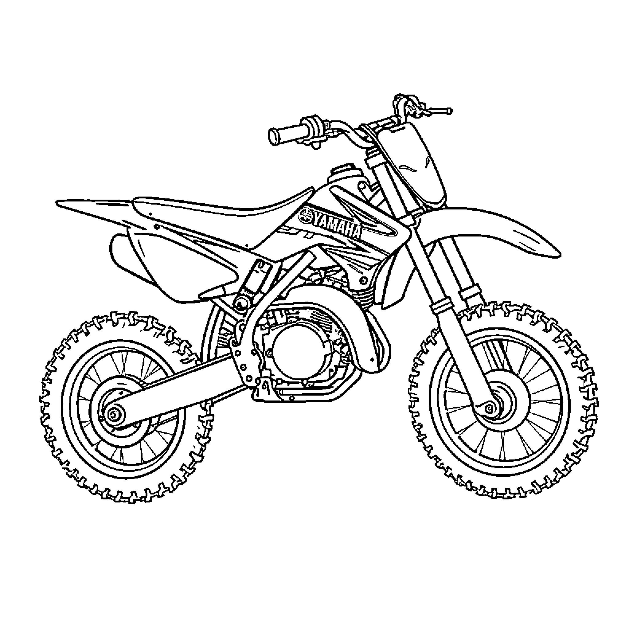 Yamaha PW 50 off-road motorcycle sketch Coloring Page (free black-and-white line drawing printable PDF for all, from beginners to advanced learners, including children, teens, adults, and seniors)