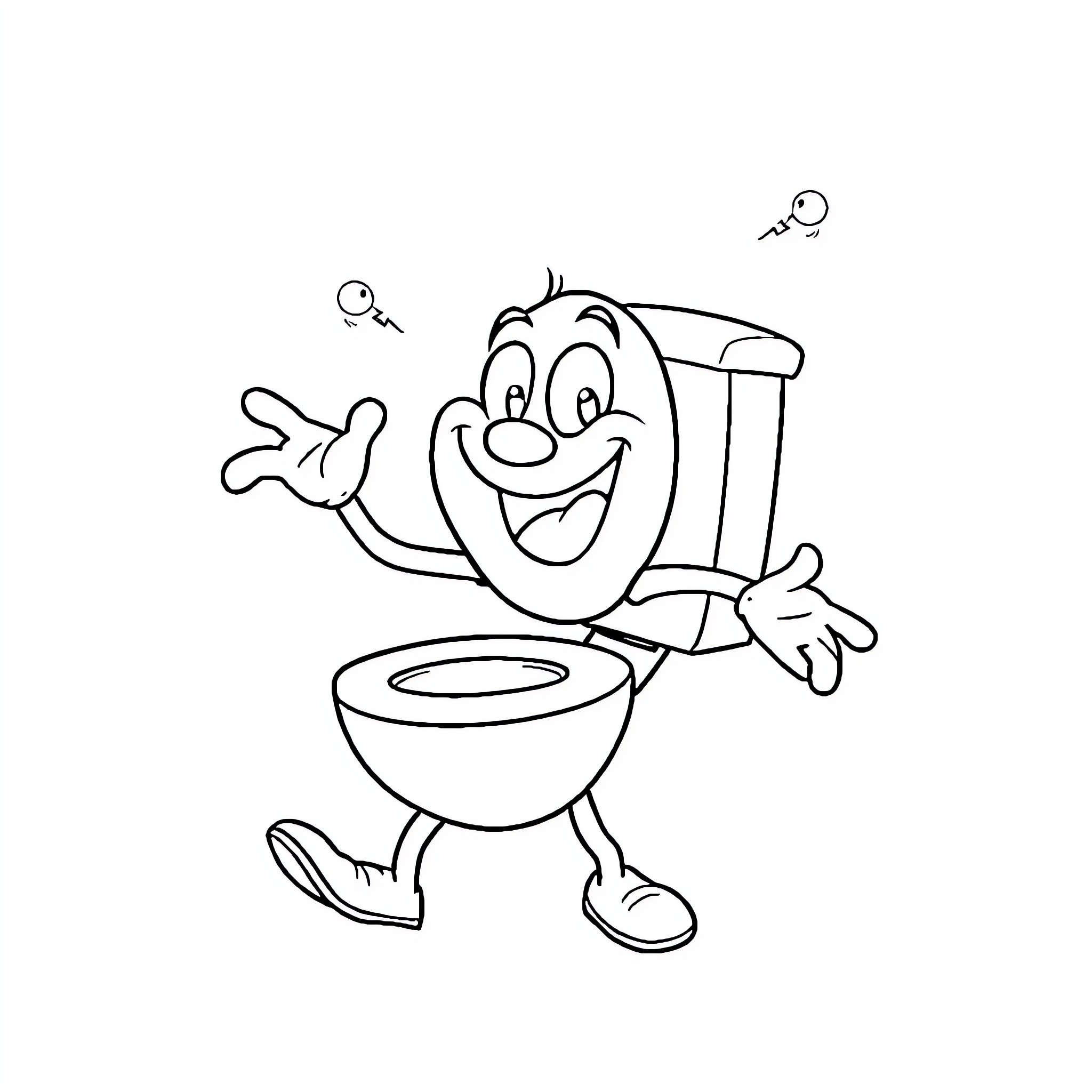 Skibidi Toilet Cartoon Character Playing Coloring Page (free black-and-white line drawing printable PDF for all, from beginners to advanced learners, including children, teens, adults, and seniors)