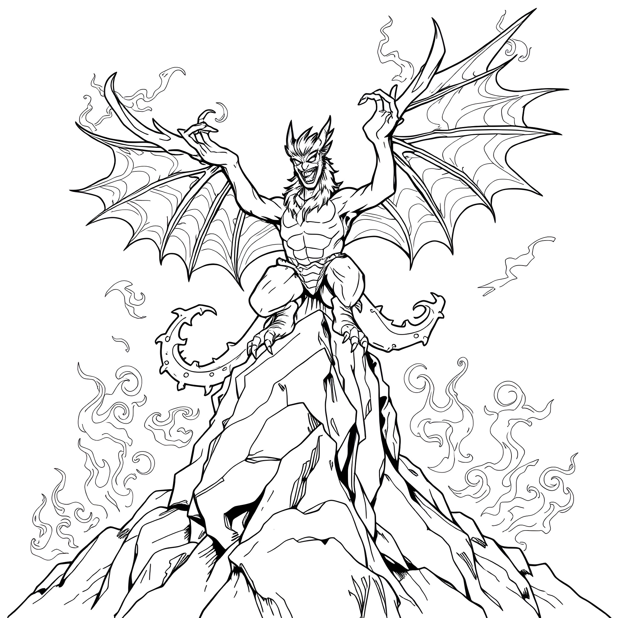 Glurak unleashing fiery power from the mountain Coloring Page (free black-and-white line drawing printable PDF for all, from beginners to advanced learners, including children, teens, adults, and seniors)