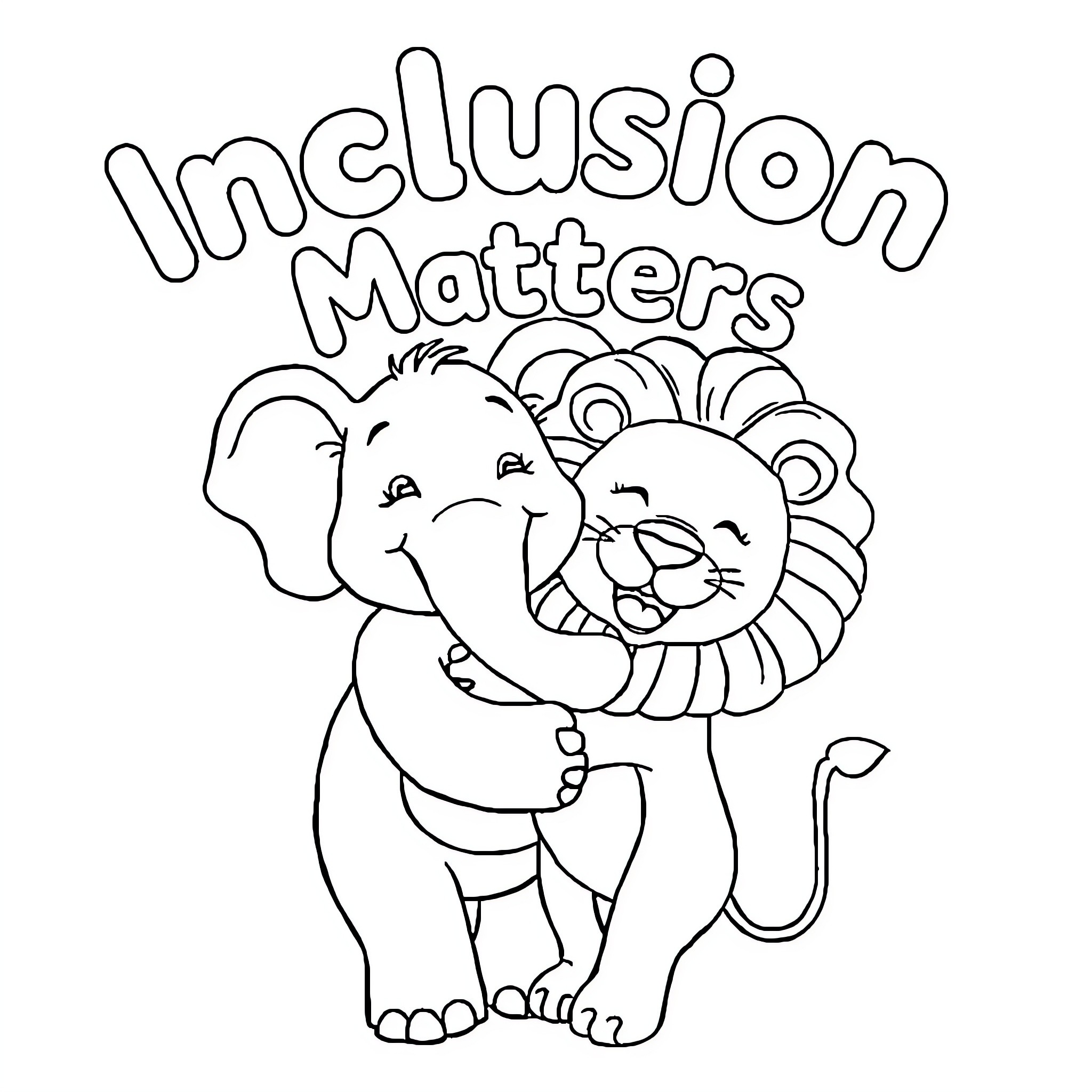 Zoo Animals in Cute Cartoon Style Coloring Page (free black-and-white line drawing printable PDF for all, from beginners to advanced learners, including children, teens, adults, and seniors)