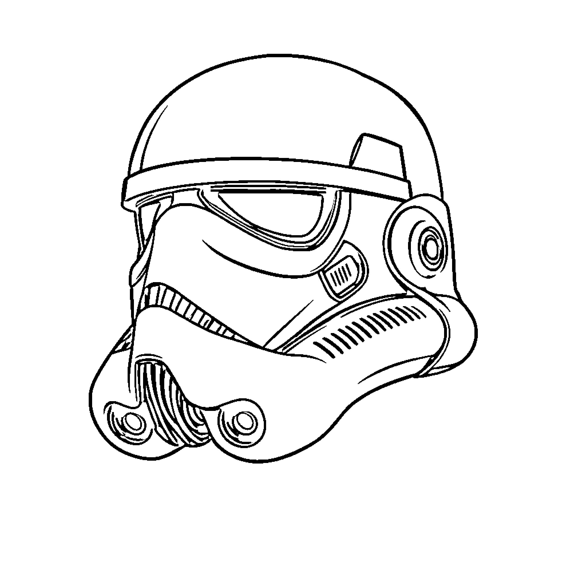 Shoretrooper Helmet with detailed design Coloring Page (free black-and-white line drawing printable PDF for all, from beginners to advanced learners, including children, teens, adults, and seniors)