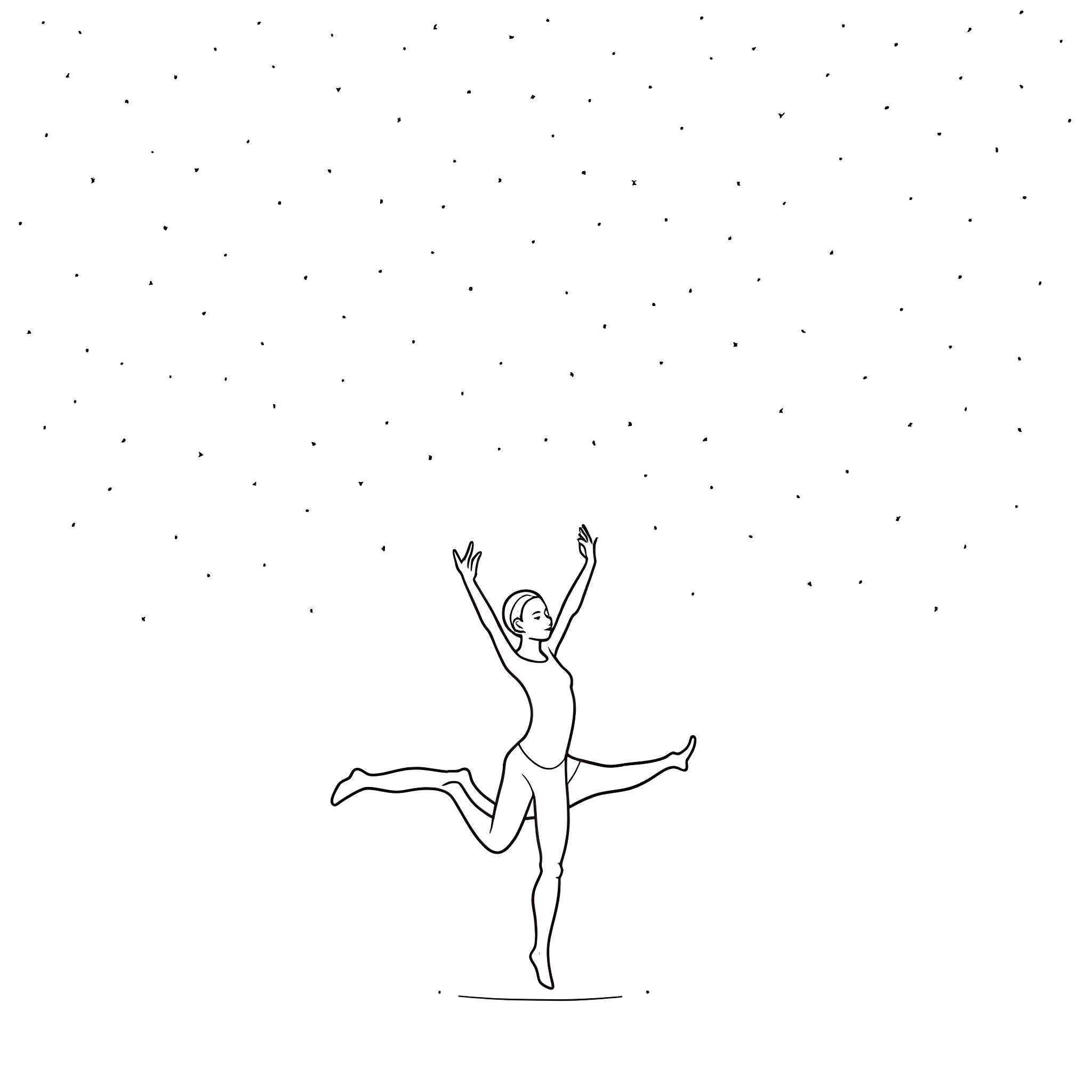 Gymnastics Performer in Silhouette Coloring Page (free black-and-white line drawing printable PDF for all, from beginners to advanced learners, including children, teens, adults, and seniors)