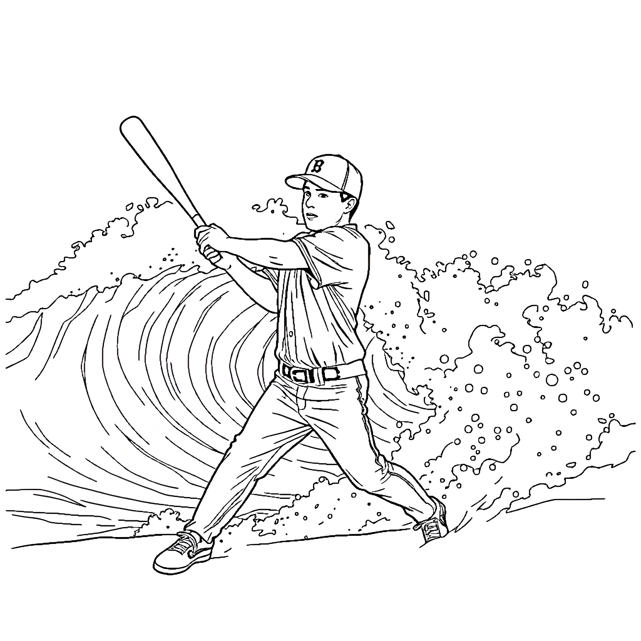 Corbin Carroll playing baseball with enthusiasm Coloring Page (free black-and-white line drawing printable PDF for all, from beginners to advanced learners, including children, teens, adults, and seniors)
