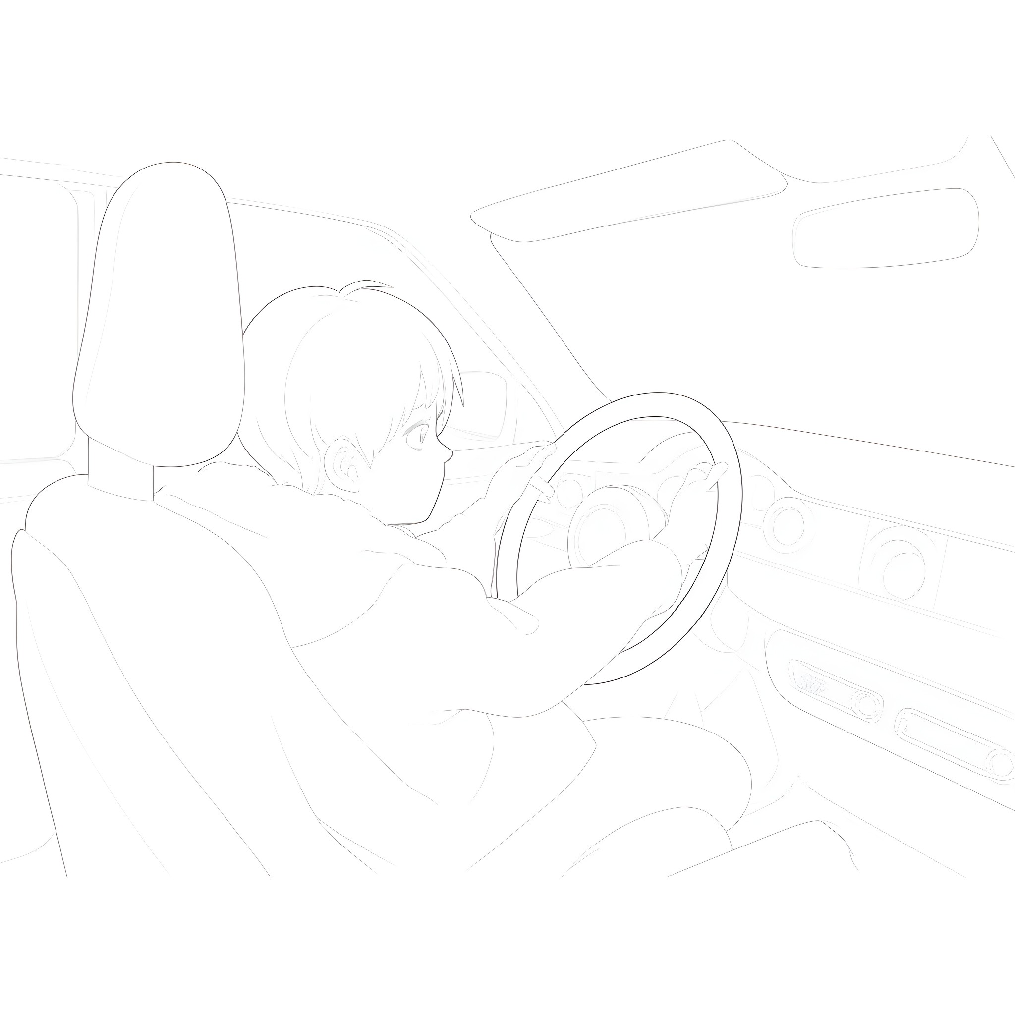 Sora flying through an abstract landscape Coloring Page (free black-and-white line drawing printable PDF for all, from beginners to advanced learners, including children, teens, adults, and seniors)