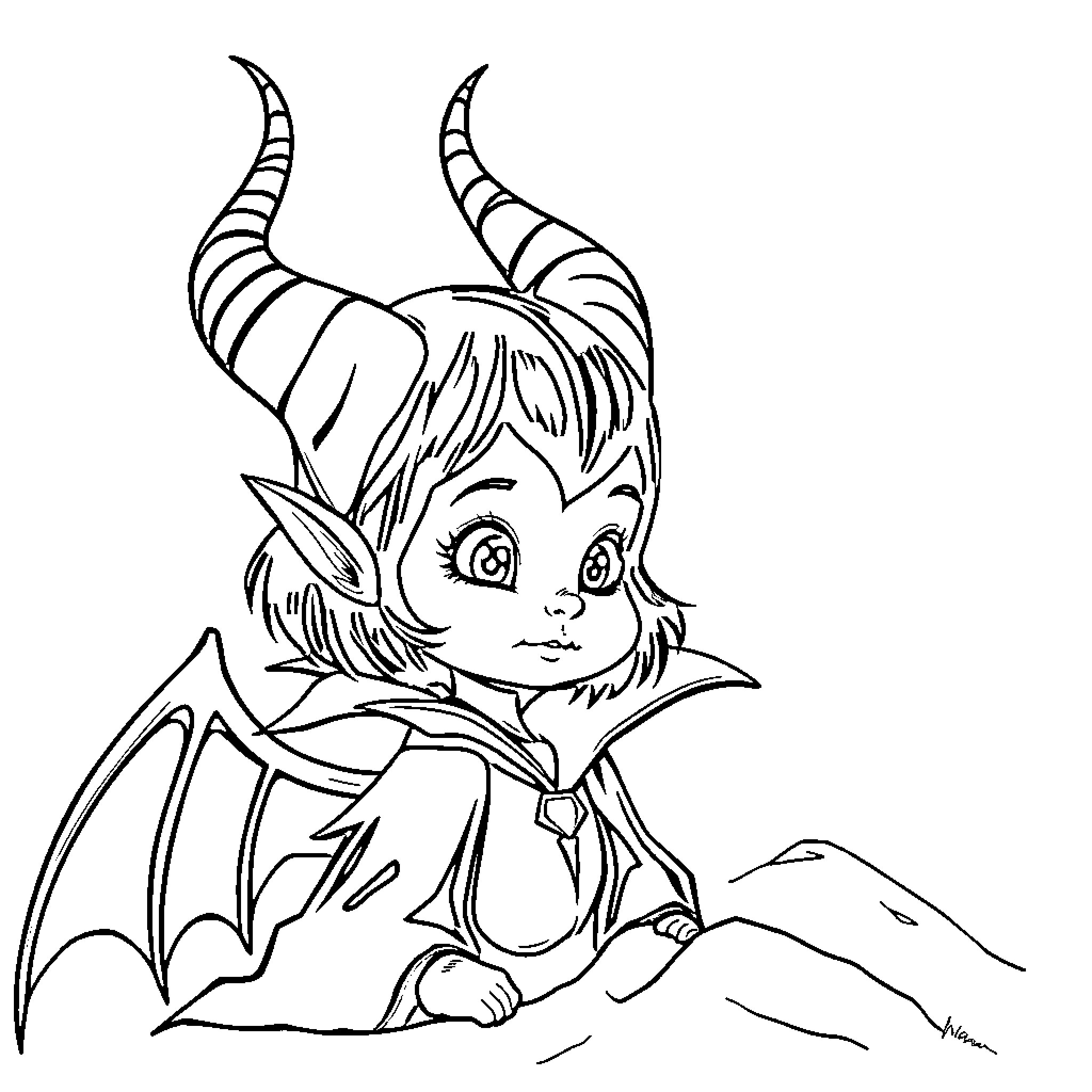 Maleficent the Mischievous Fairy Coloring Page (free black-and-white line drawing printable PDF for all, from beginners to advanced learners, including children, teens, adults, and seniors)