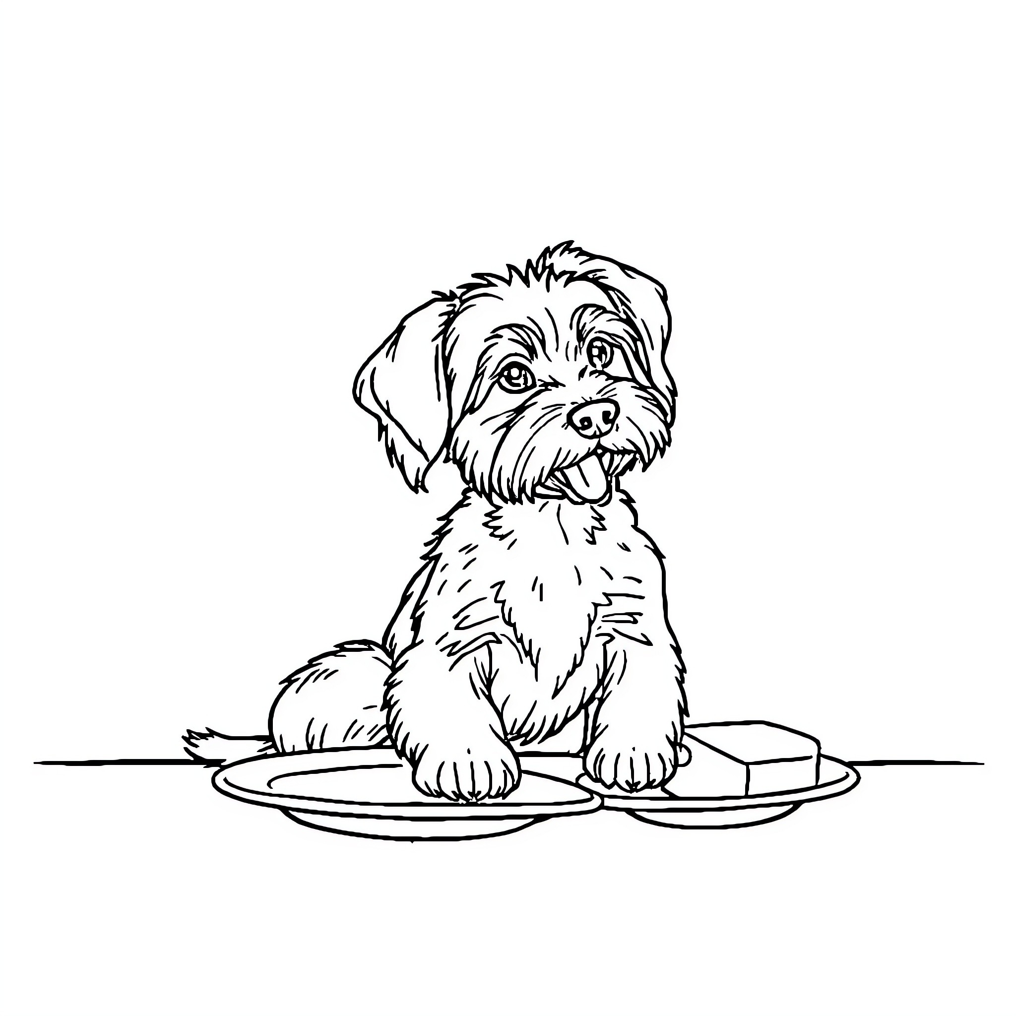 Dachshund enjoying a tasty meal Coloring Page (free black-and-white line drawing printable PDF for all, from beginners to advanced learners, including children, teens, adults, and seniors)