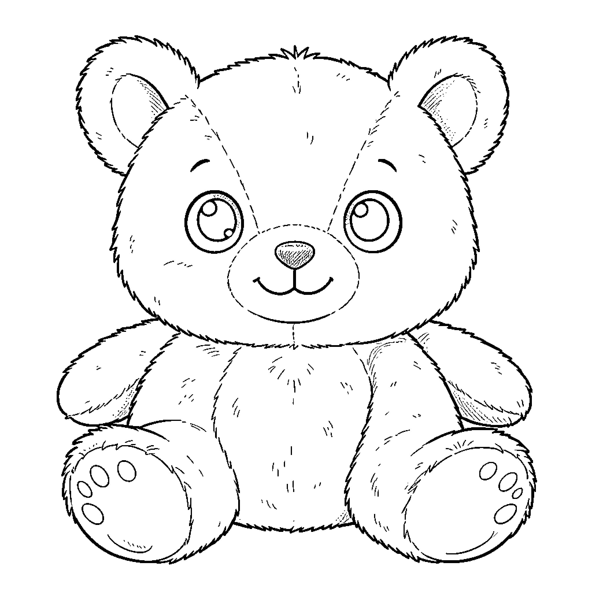 Jellycat cuddly teddy bear with big eyes Coloring Page (free black-and-white line drawing printable PDF for all, from beginners to advanced learners, including children, teens, adults, and seniors)