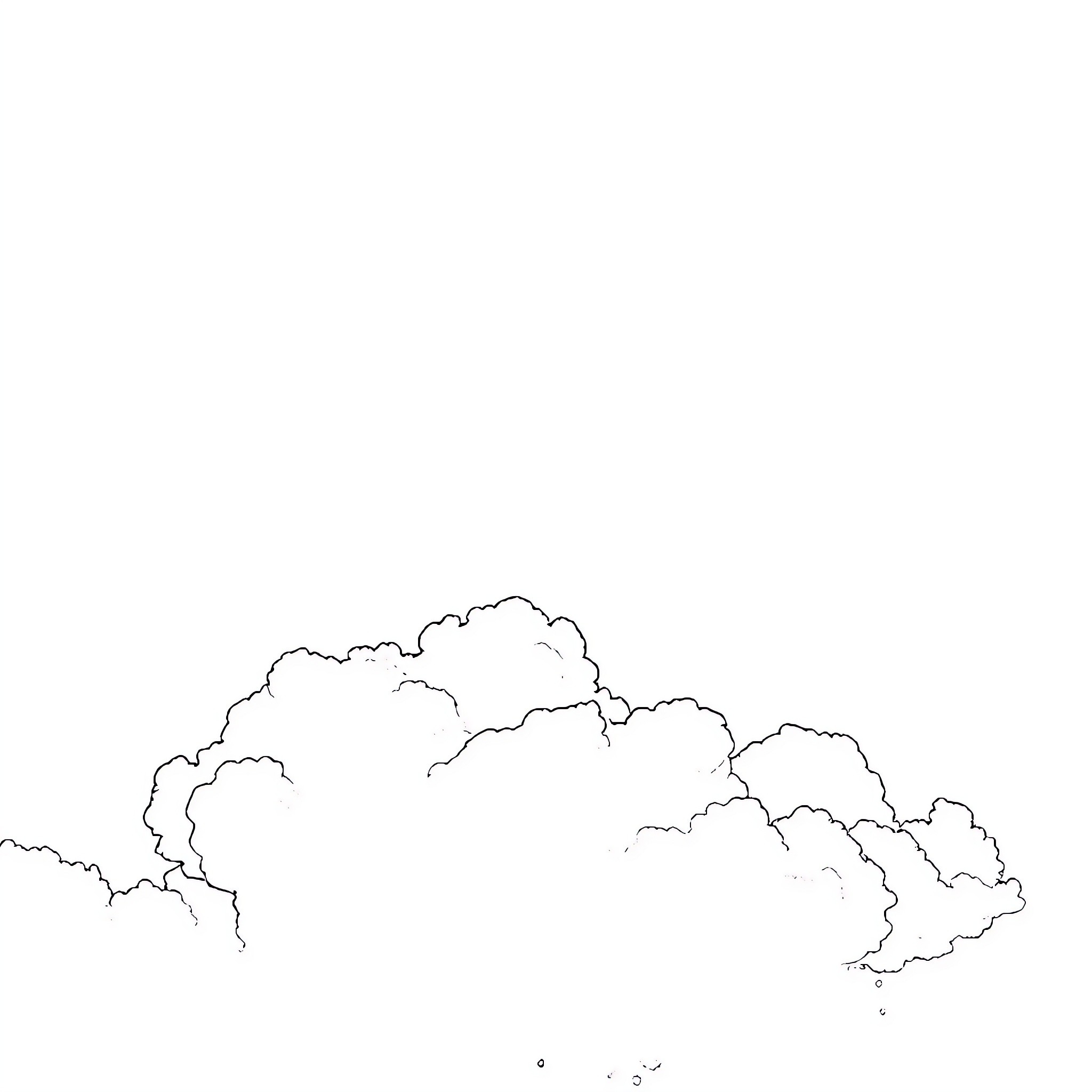 Sky filled with fluffy clouds Coloring Page (free black-and-white line drawing printable PDF for all, from beginners to advanced learners, including children, teens, adults, and seniors)