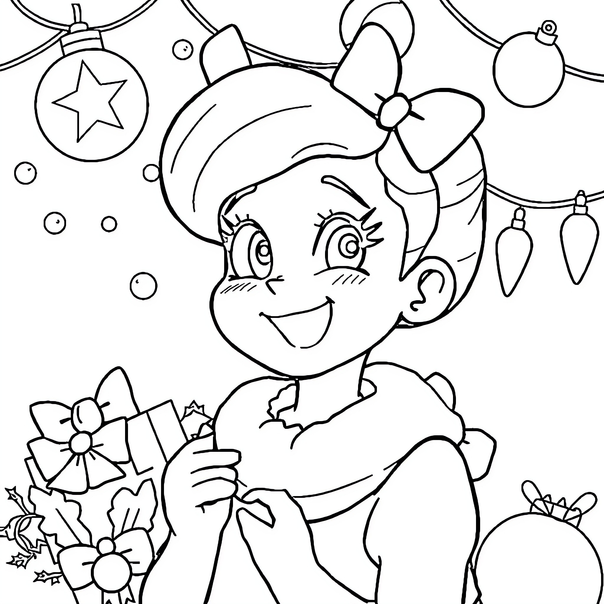 Bulma decorating for a festive celebration Coloring Page (free black-and-white line drawing printable PDF for all, from beginners to advanced learners, including children, teens, adults, and seniors)