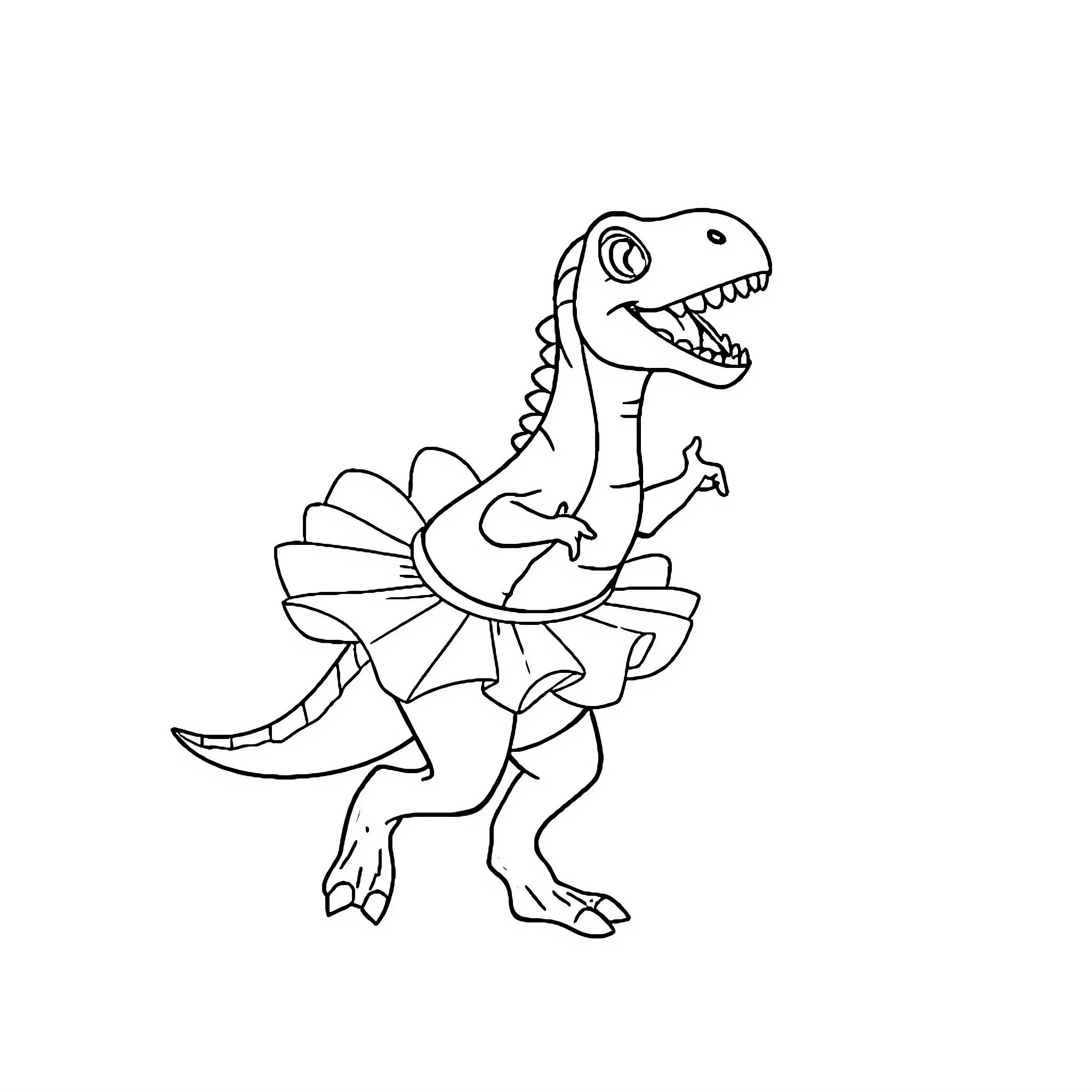 Dinosaur striking a playful pose Coloring Page (free black-and-white line drawing printable PDF for all, from beginners to advanced learners, including children, teens, adults, and seniors)