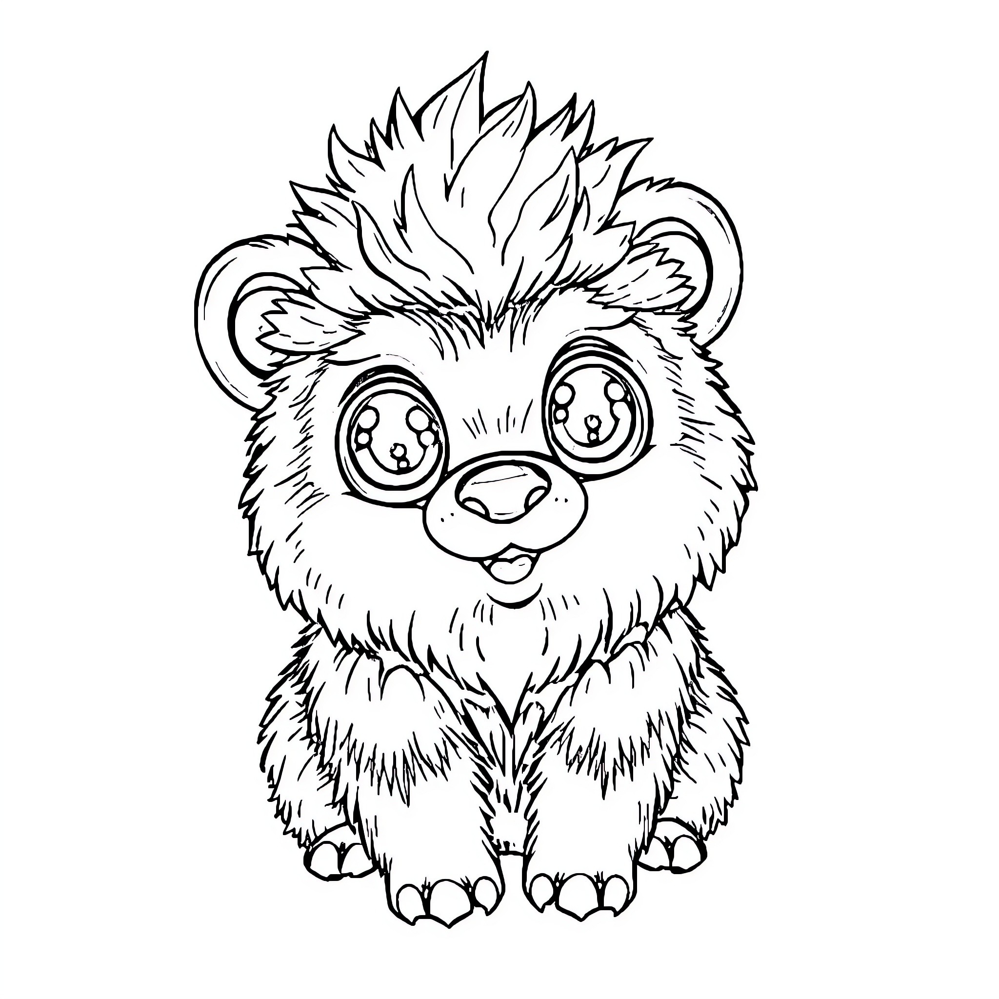 Labubu the Curious Furry Friend Coloring Page (free black-and-white line drawing printable PDF for all, from beginners to advanced learners, including children, teens, adults, and seniors)