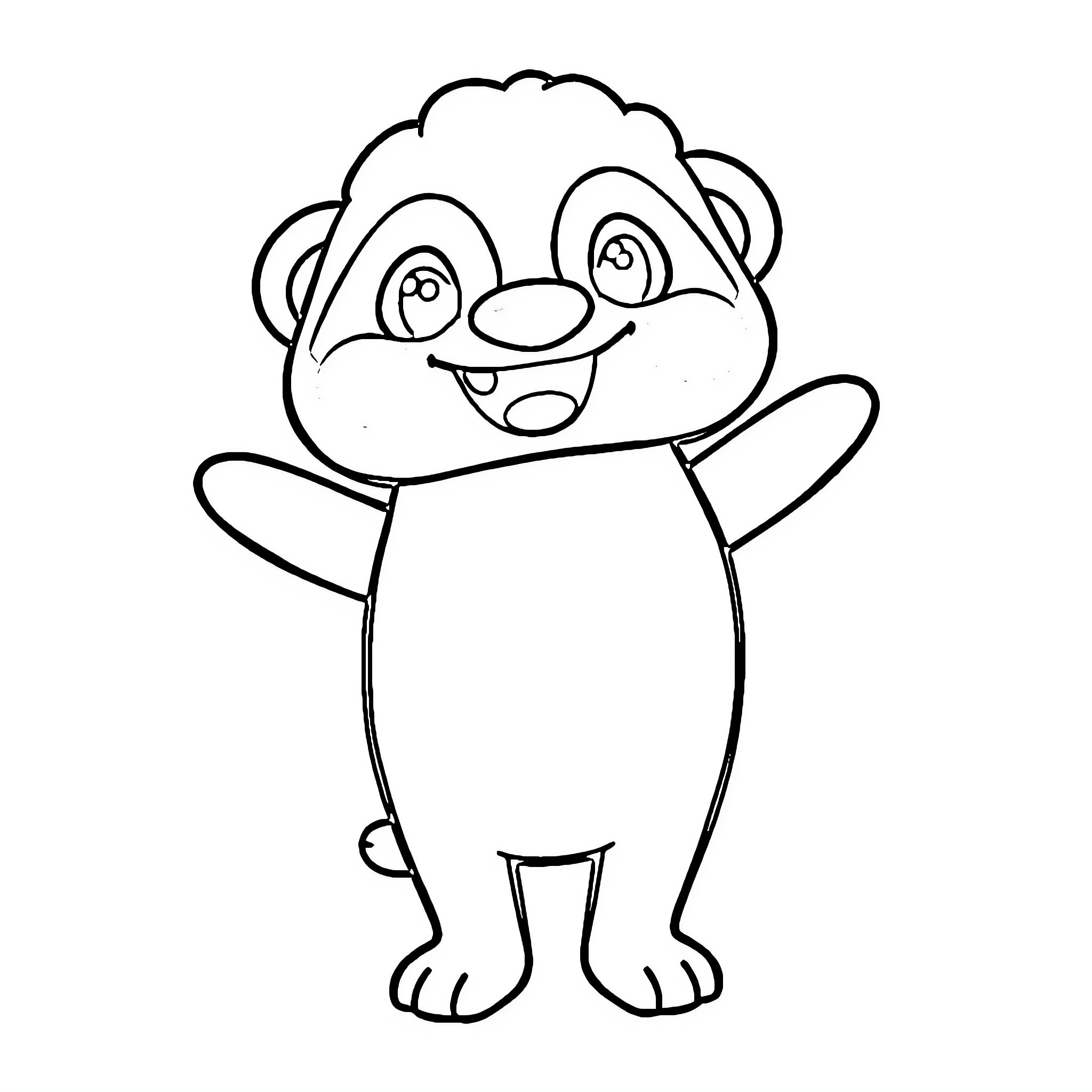 Labubu the playful and cheerful panda Coloring Page (free black-and-white line drawing printable PDF for all, from beginners to advanced learners, including children, teens, adults, and seniors)