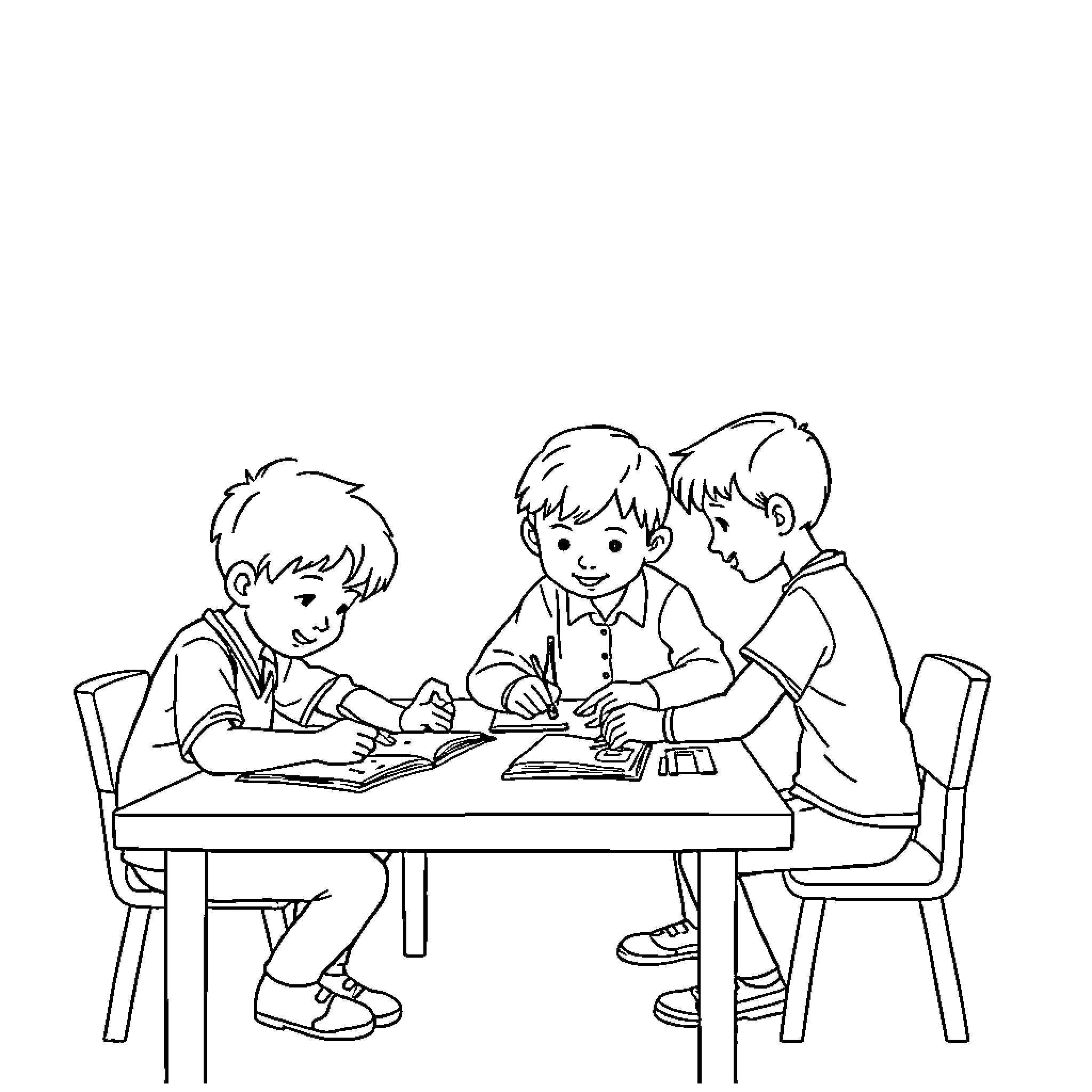 Responsibility of Learning Together Coloring Page (free black-and-white line drawing printable PDF for all, from beginners to advanced learners, including children, teens, adults, and seniors)