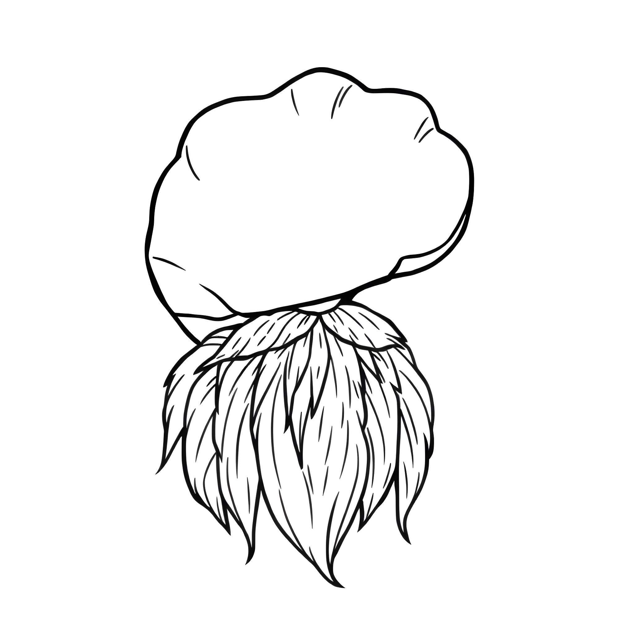 Clam with Flowing Tendrils Coloring Page (free black-and-white line drawing printable PDF for all, from beginners to advanced learners, including children, teens, adults, and seniors)