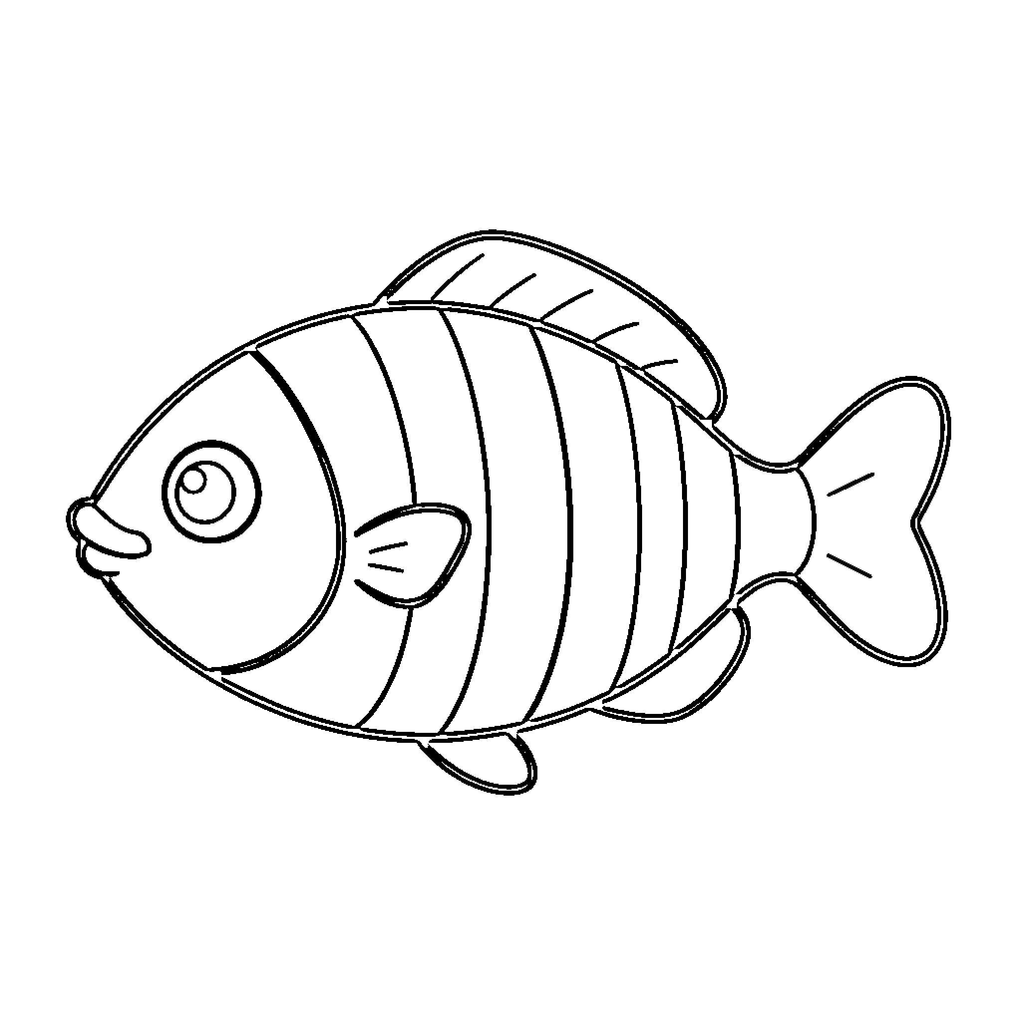 Zebrafish swimming playfully Coloring Page (free black-and-white line drawing printable PDF for all, from beginners to advanced learners, including children, teens, adults, and seniors)
