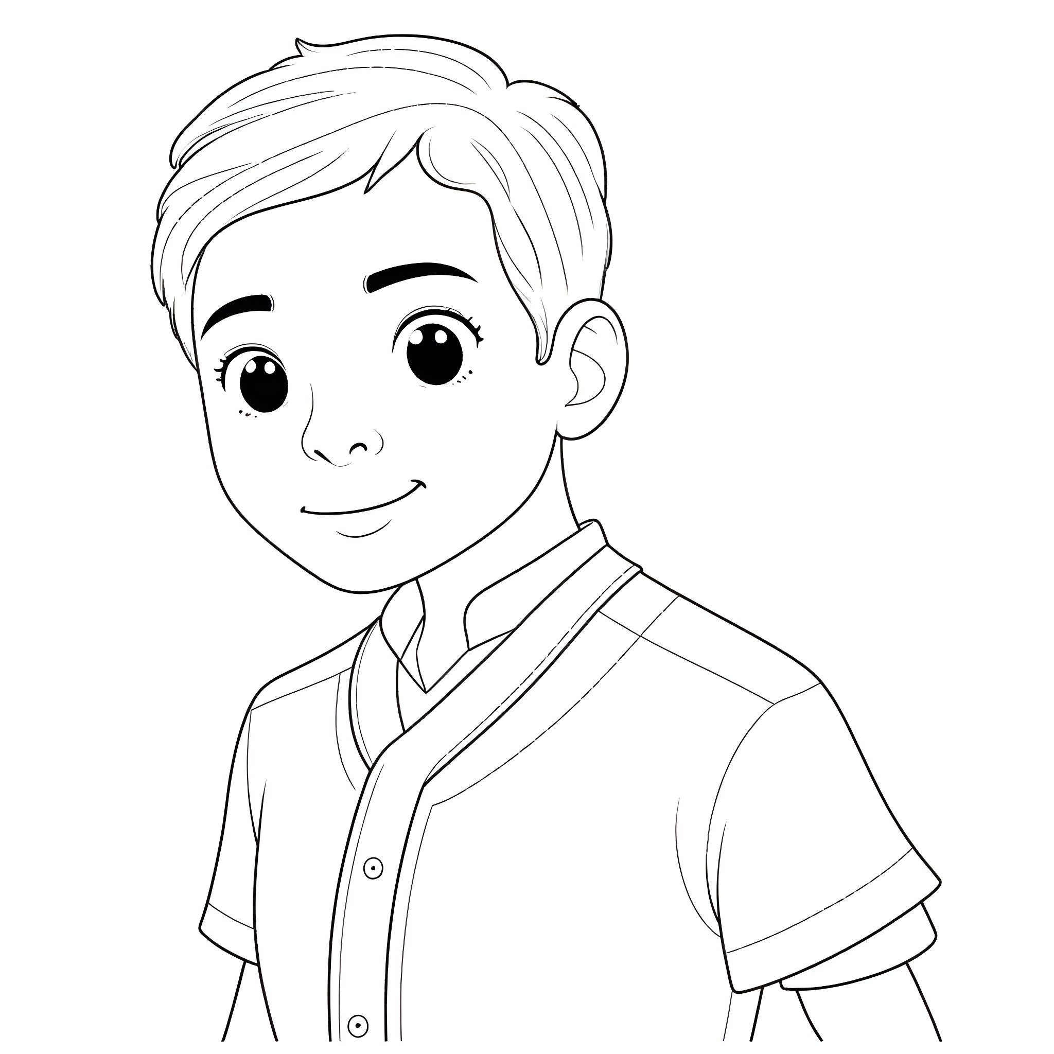 Karson in a Smiling Pose Coloring Page (free black-and-white line drawing printable PDF for all, from beginners to advanced learners, including children, teens, adults, and seniors)