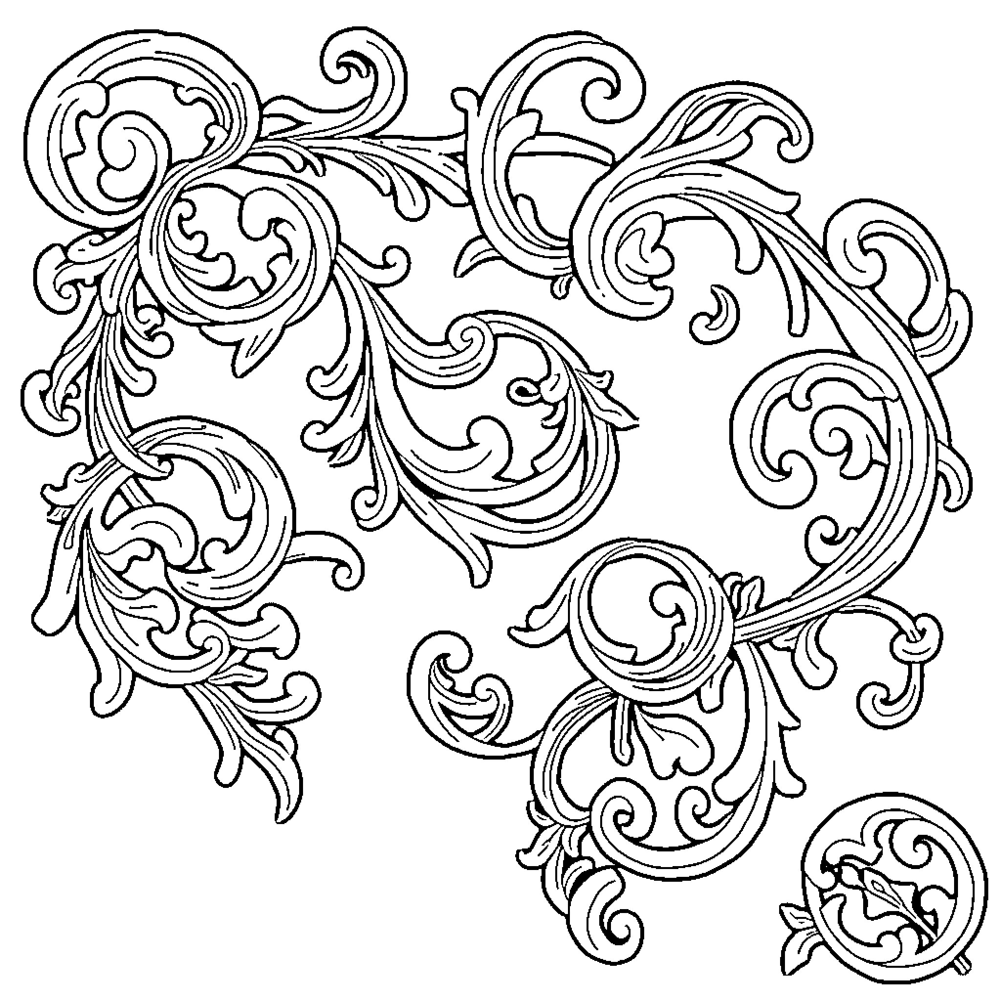 Celtic Ornamental Floral Patterns Coloring Page (free black-and-white line drawing printable PDF for all, from beginners to advanced learners, including children, teens, adults, and seniors)