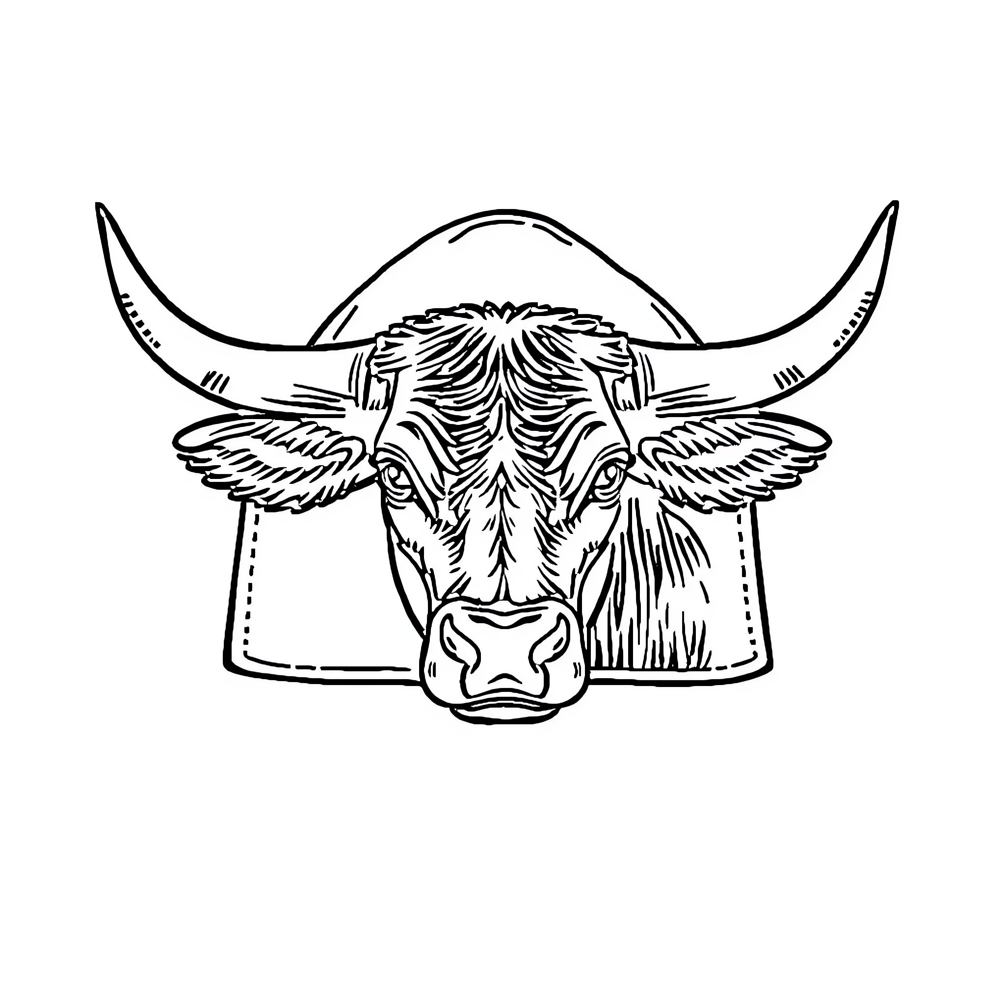 Hat featuring a majestic bovine creature Coloring Page (free black-and-white line drawing printable PDF for all, from beginners to advanced learners, including children, teens, adults, and seniors)