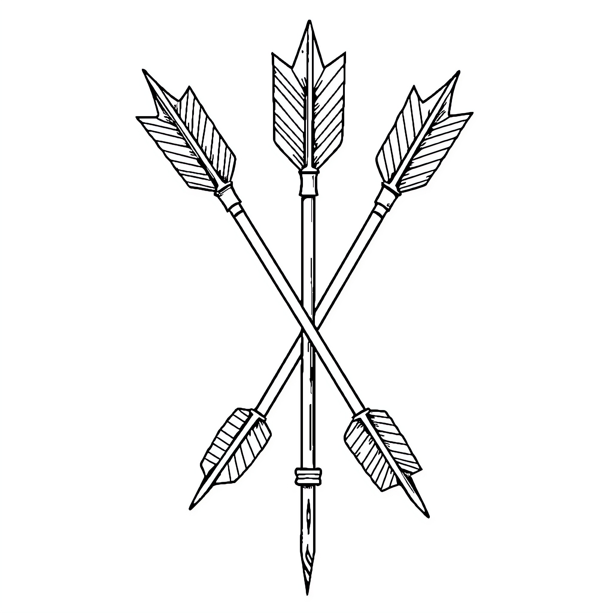 Arrow trio in flight formation Coloring Page (free black-and-white line drawing printable PDF for all, from beginners to advanced learners, including children, teens, adults, and seniors)