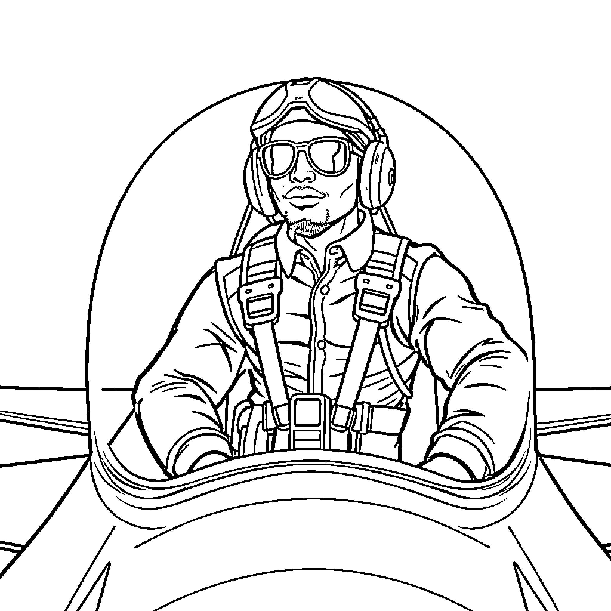 Justin Jefferson in Aviator Gear Coloring Page (free black-and-white line drawing printable PDF for all, from beginners to advanced learners, including children, teens, adults, and seniors)