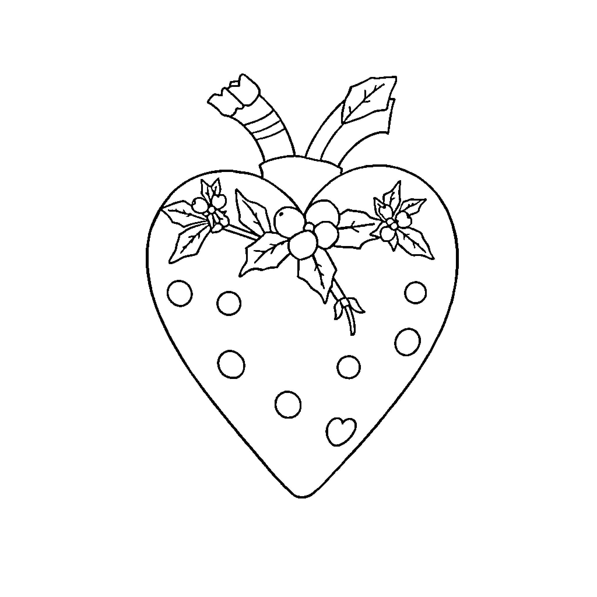 Christmas Heart with Floral Ornaments Coloring Page (free black-and-white line drawing printable PDF for all, from beginners to advanced learners, including children, teens, adults, and seniors)