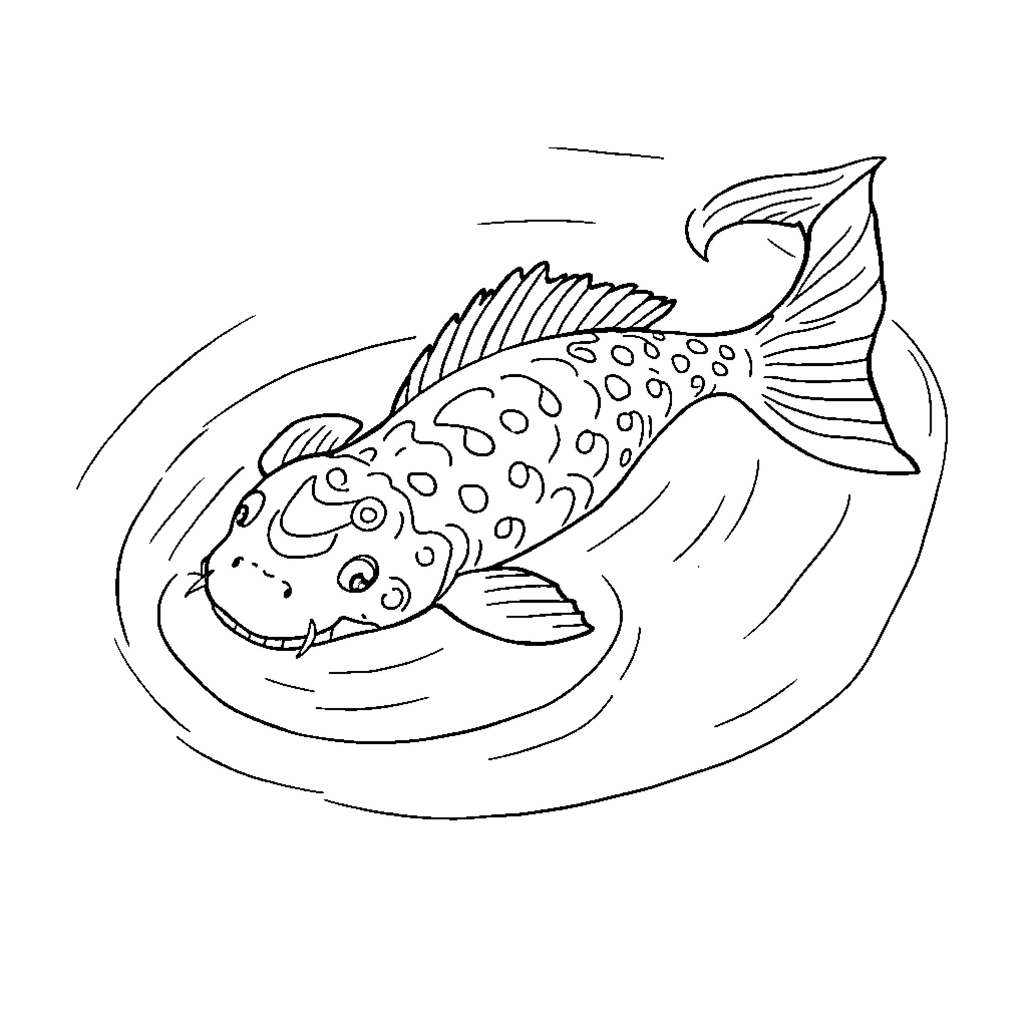 Axolotl swimming playfully in the water Coloring Page (free black-and-white line drawing printable PDF for all, from beginners to advanced learners, including children, teens, adults, and seniors)