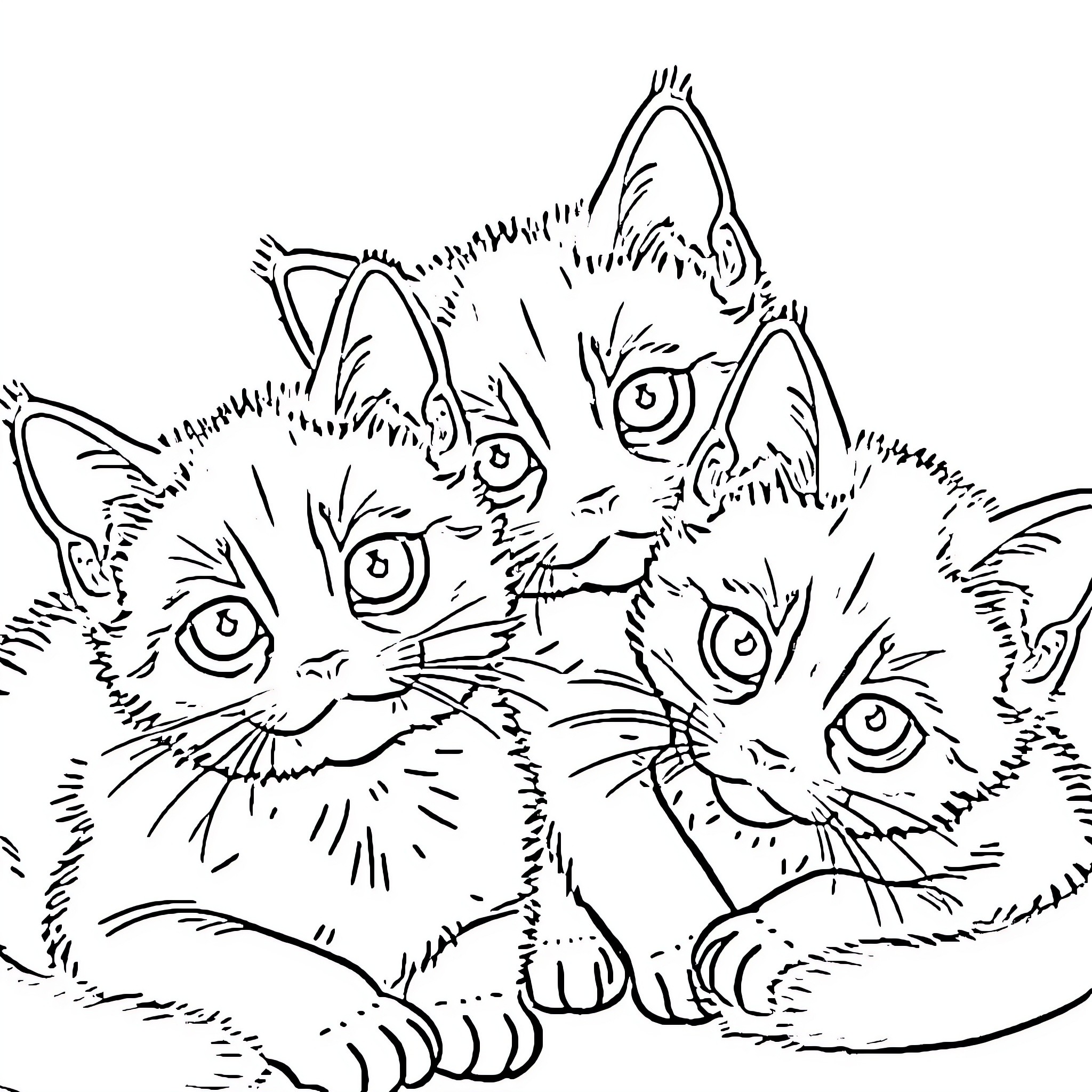 Siamese Kitty's Curious Gaze Coloring Page (free black-and-white line drawing printable PDF for all, from beginners to advanced learners, including children, teens, adults, and seniors)