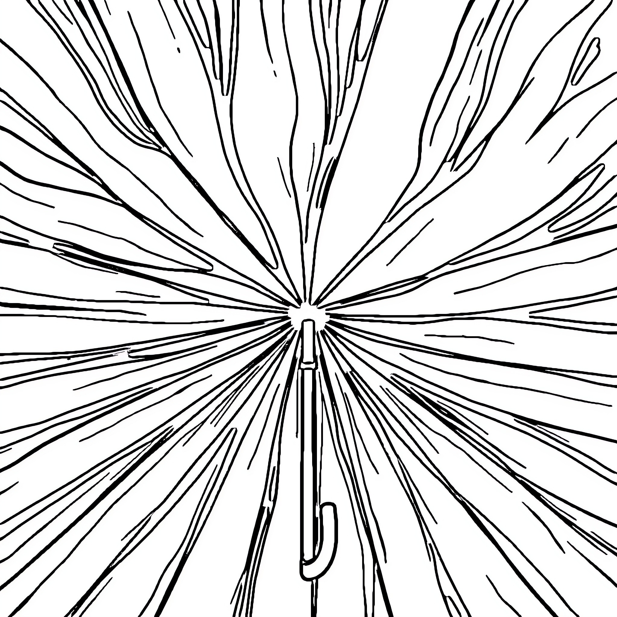 Umbrella of radiant lines Coloring Page (free black-and-white line drawing printable PDF for all, from beginners to advanced learners, including children, teens, adults, and seniors)