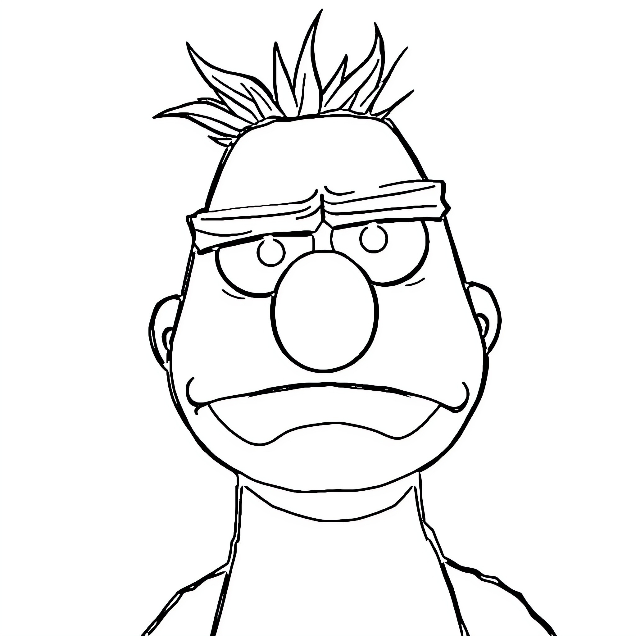 Bert's Silly Facial Expression Coloring Page (free black-and-white line drawing printable PDF for all, from beginners to advanced learners, including children, teens, adults, and seniors)