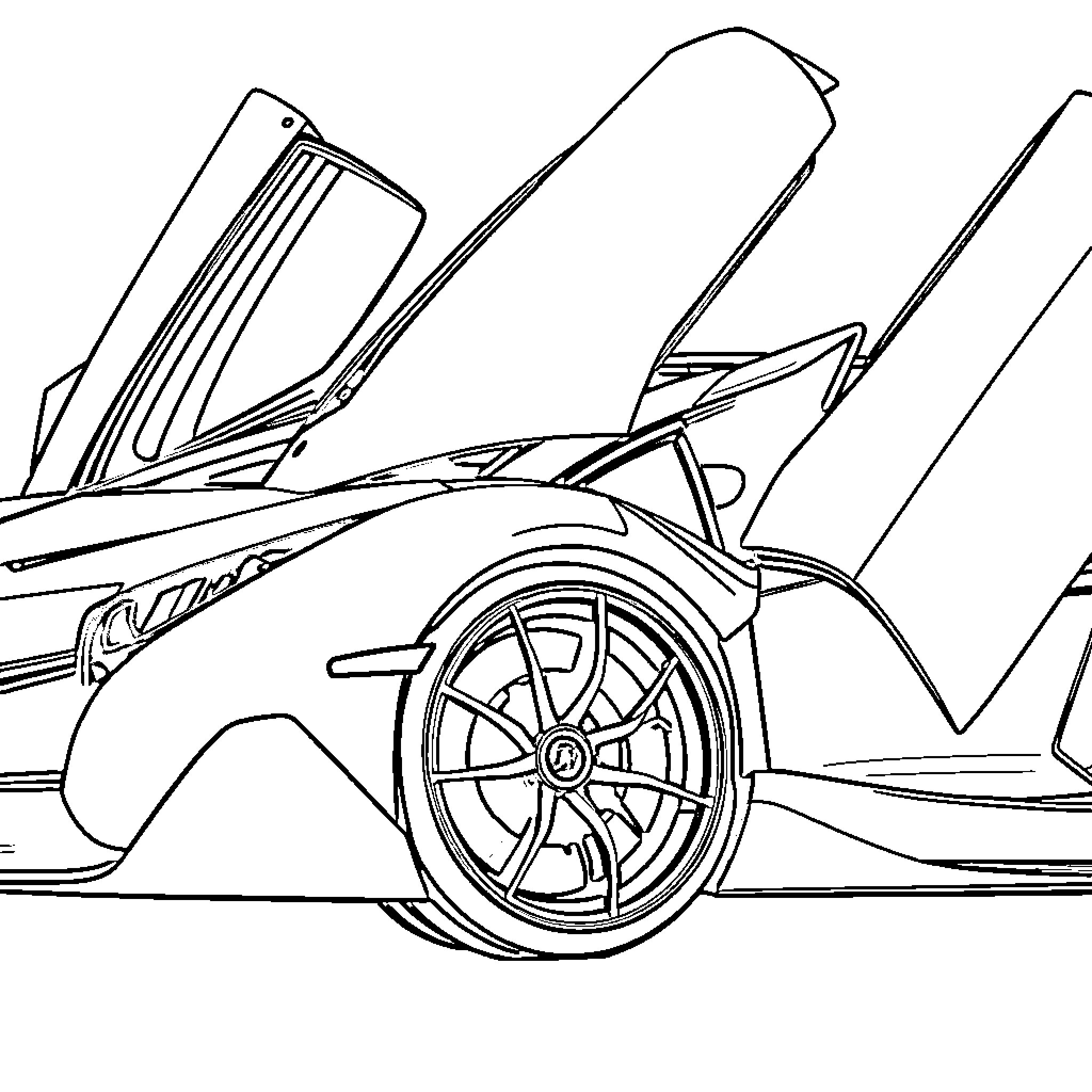 Lamborghini sports car with bold design and aggressive stance Coloring Page (free black-and-white line drawing printable PDF for all, from beginners to advanced learners, including children, teens, adults, and seniors)