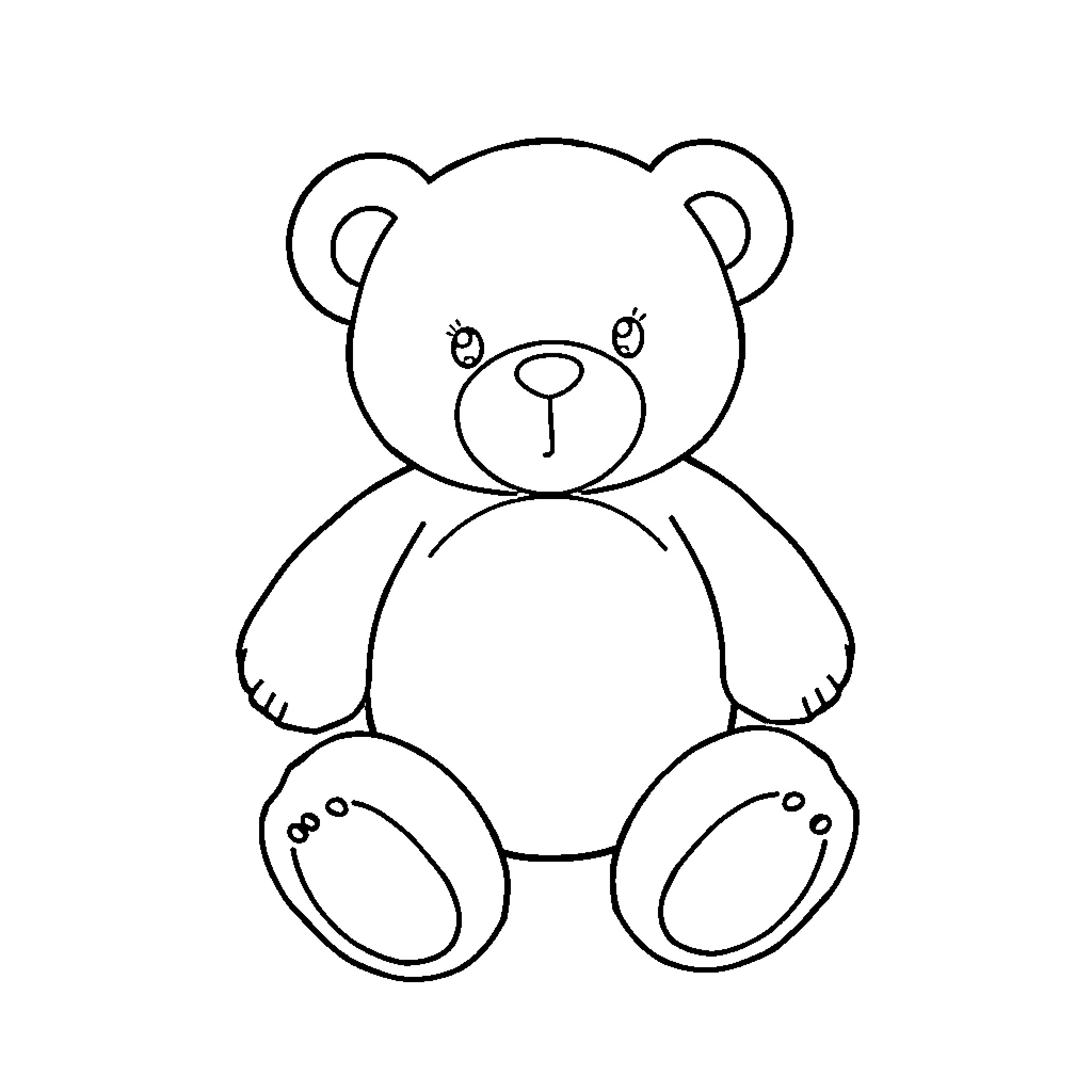 Teddy Bear Sitting Contently Coloring Page (free black-and-white line drawing printable PDF for all, from beginners to advanced learners, including children, teens, adults, and seniors)