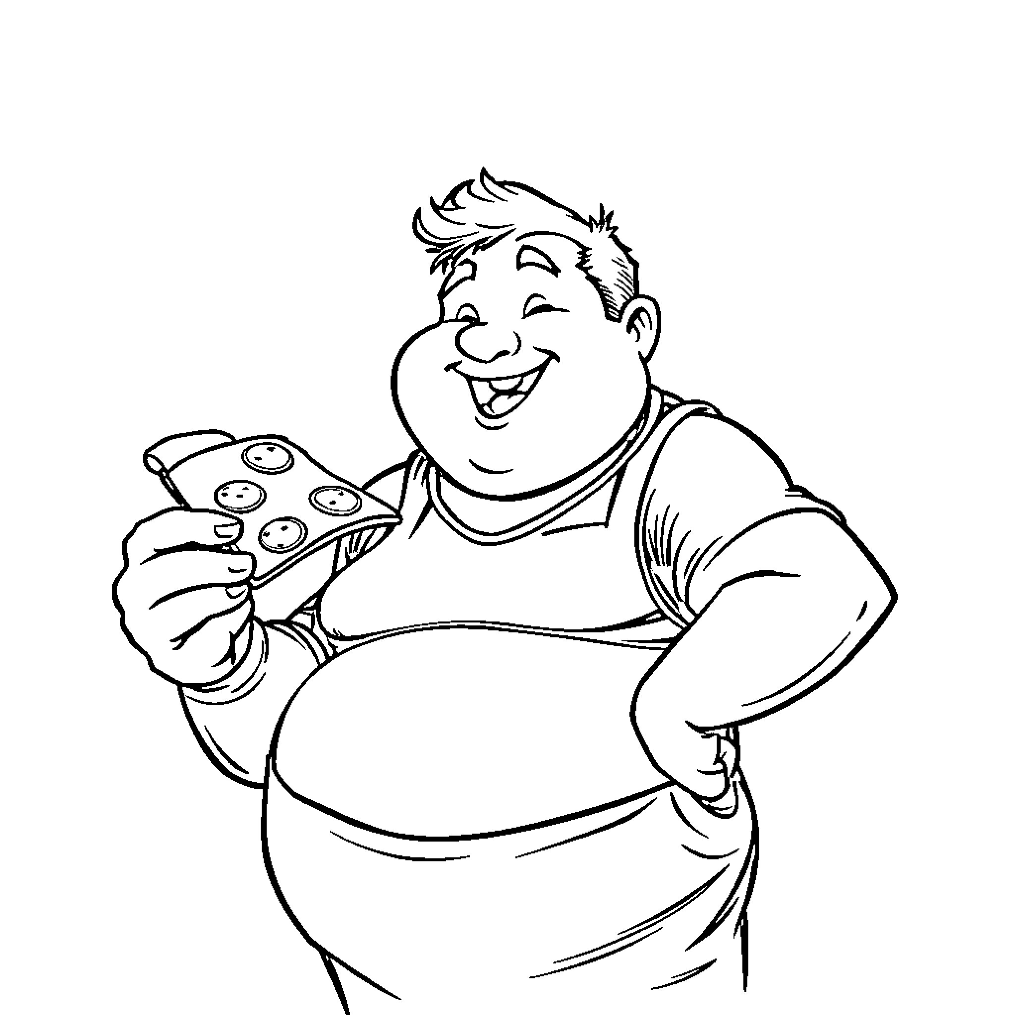 Dude playing video game happily Coloring Page (free black-and-white line drawing printable PDF for all, from beginners to advanced learners, including children, teens, adults, and seniors)