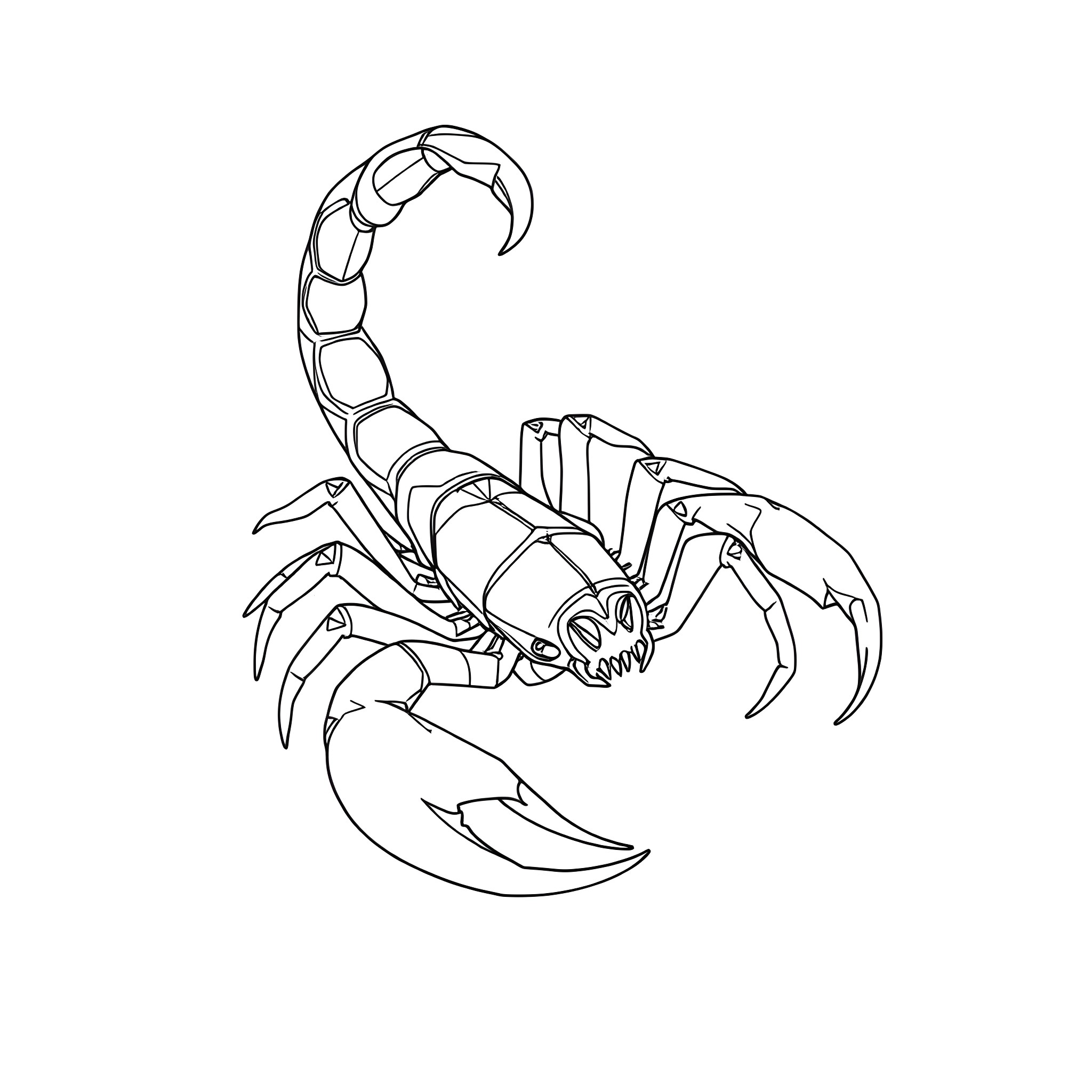 Scorpio's Fierce Stance Coloring Page (free black-and-white line drawing printable PDF for all, from beginners to advanced learners, including children, teens, adults, and seniors)